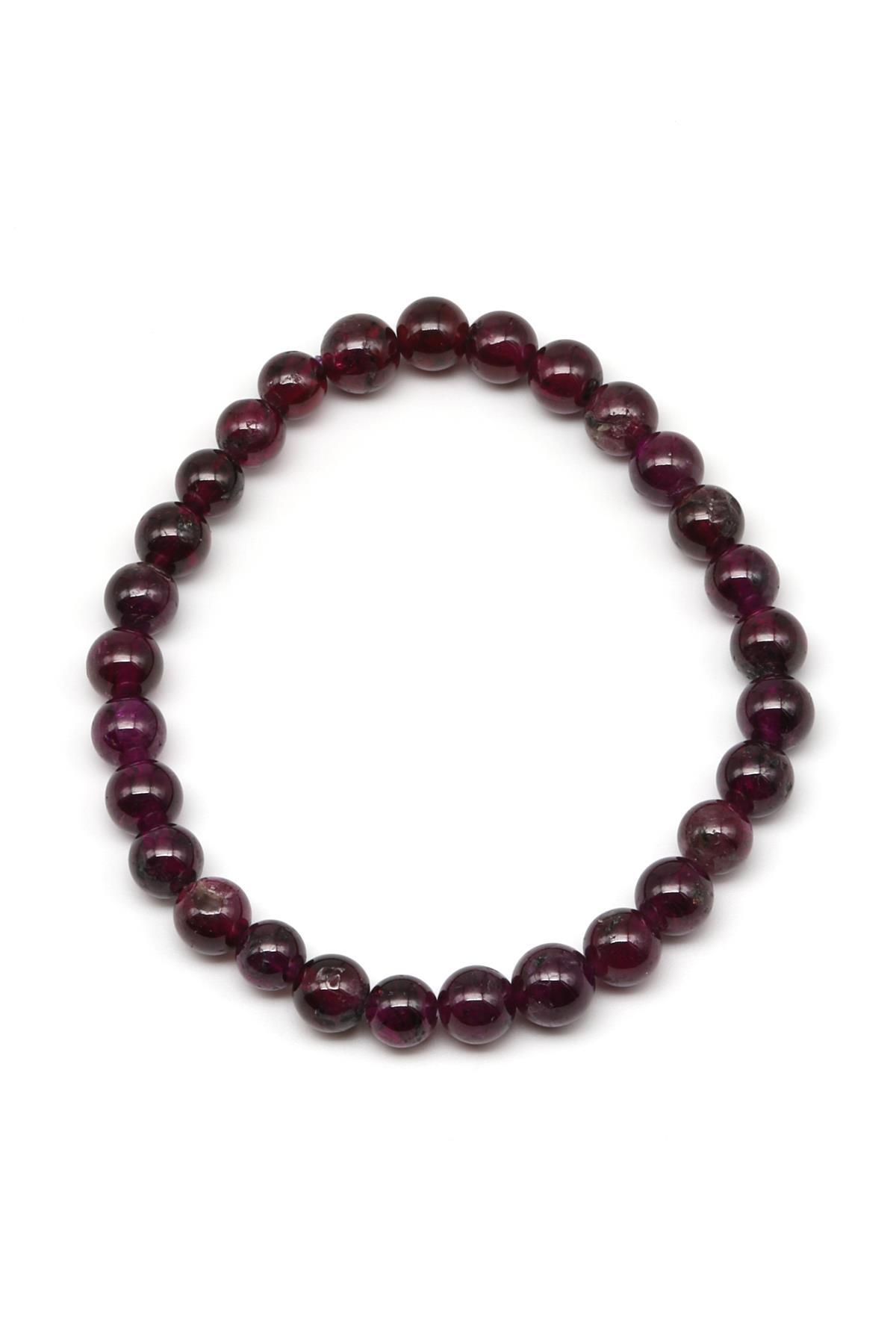 Garnet Doğal Taş Bileklik 6 mm Küre Kesim