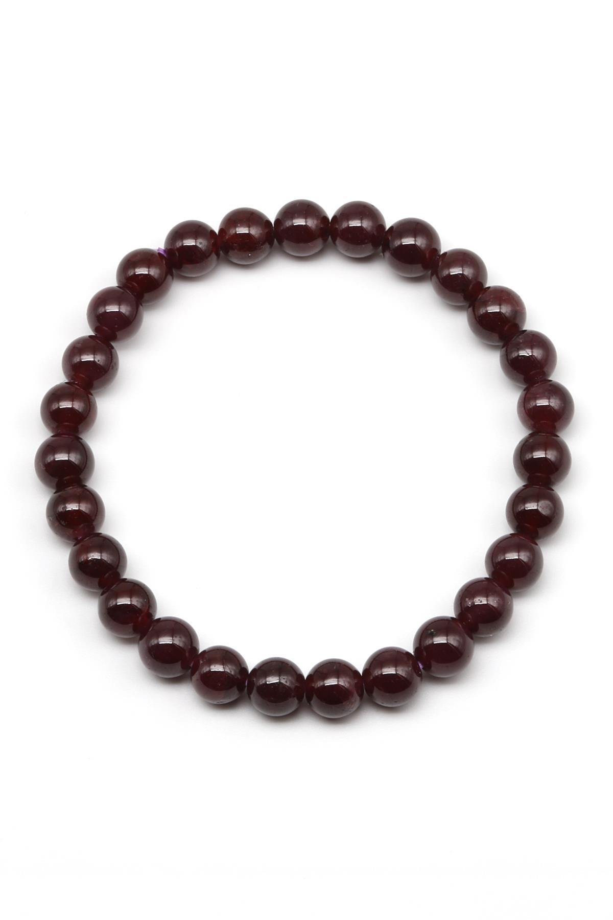 Garnet Doğal Taş Bileklik 6 mm Küre Kesim