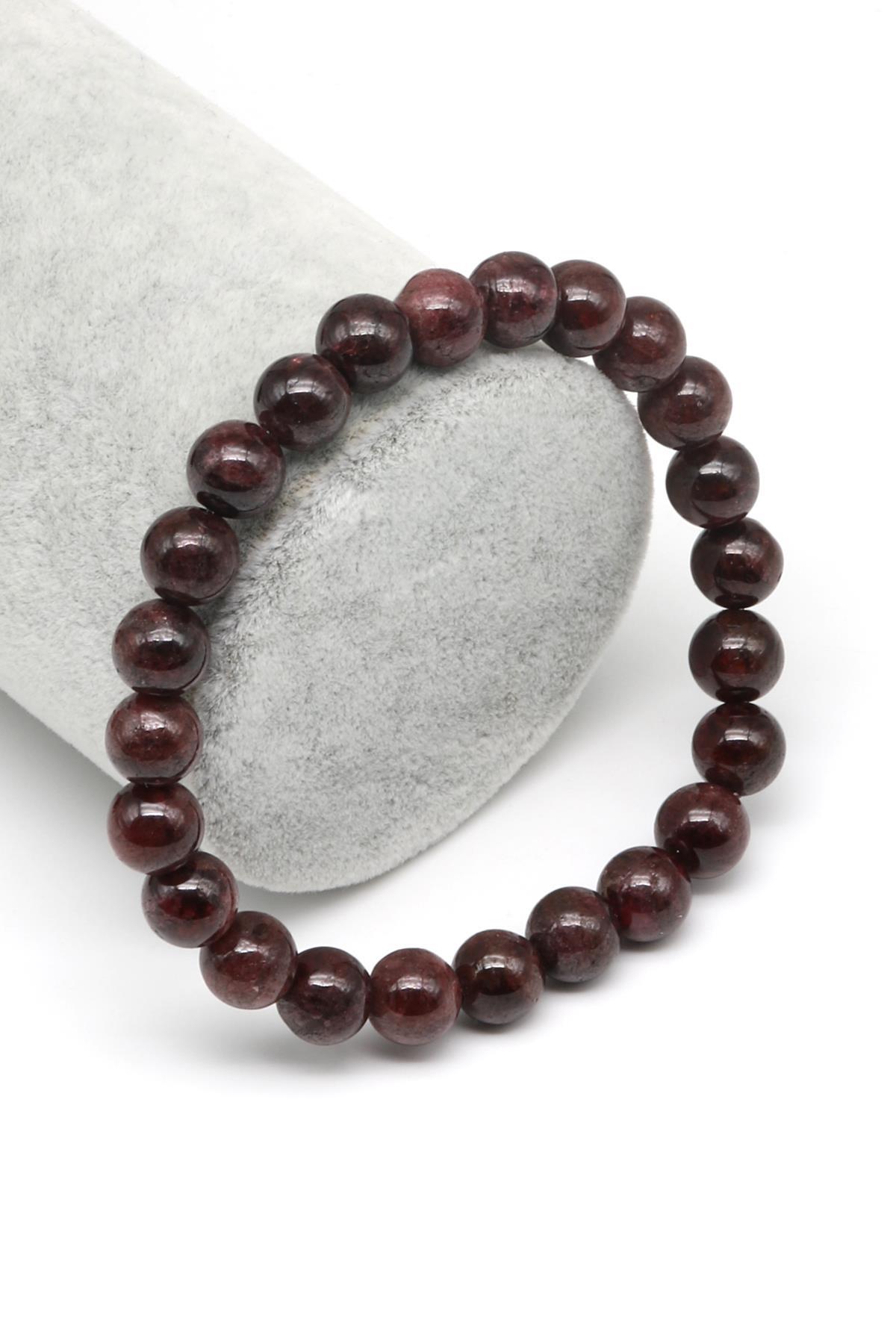 Garnet Doğal Taş Bileklik 8 mm Küre Kesim