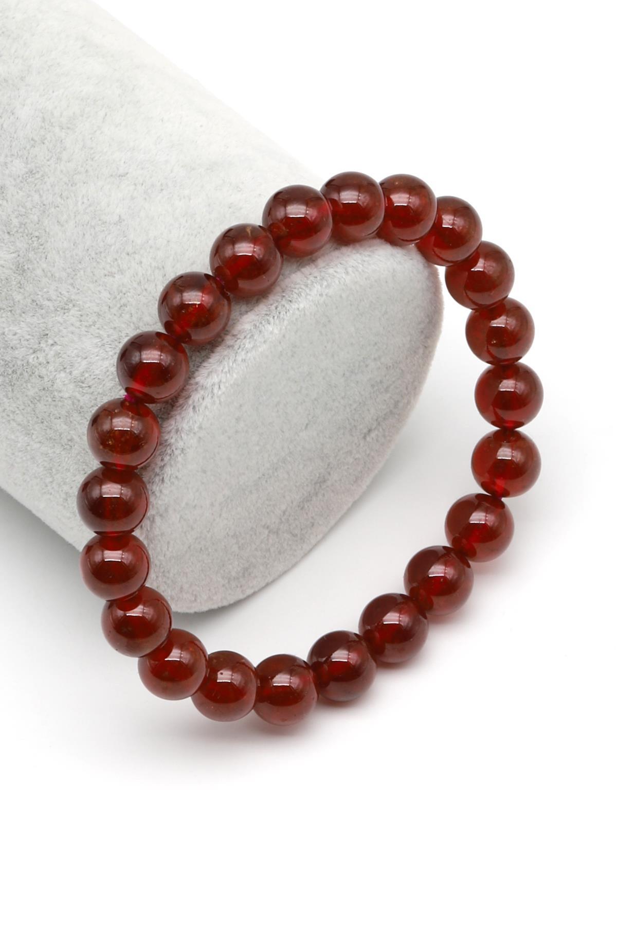 Garnet Doğal Taş Bileklik 8 mm Küre Kesim