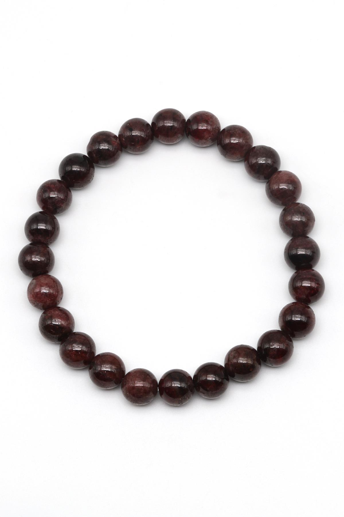 Garnet Doğal Taş Bileklik 8 mm Küre Kesim
