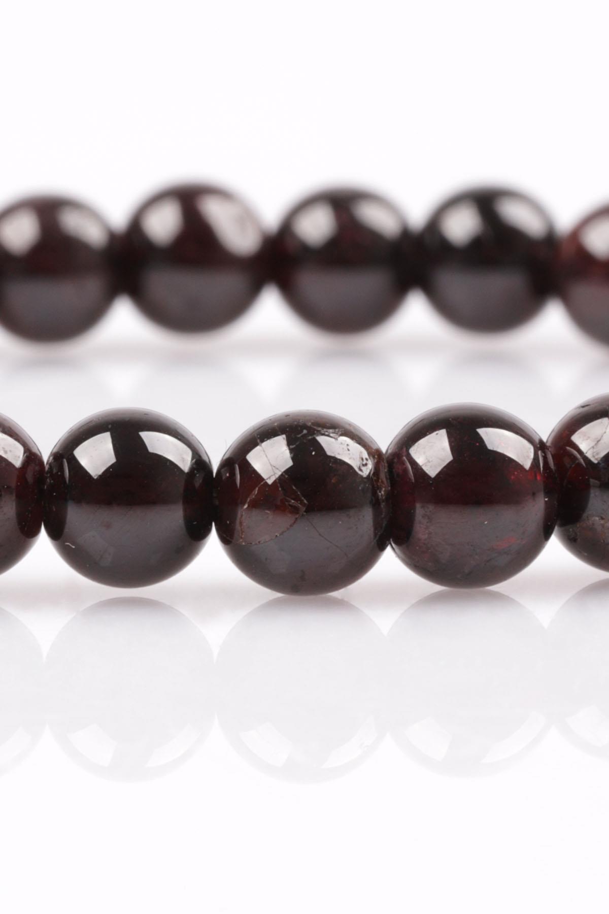 Garnet - Lal Doğal Taş Bileklik 6 mm Küre Kesim