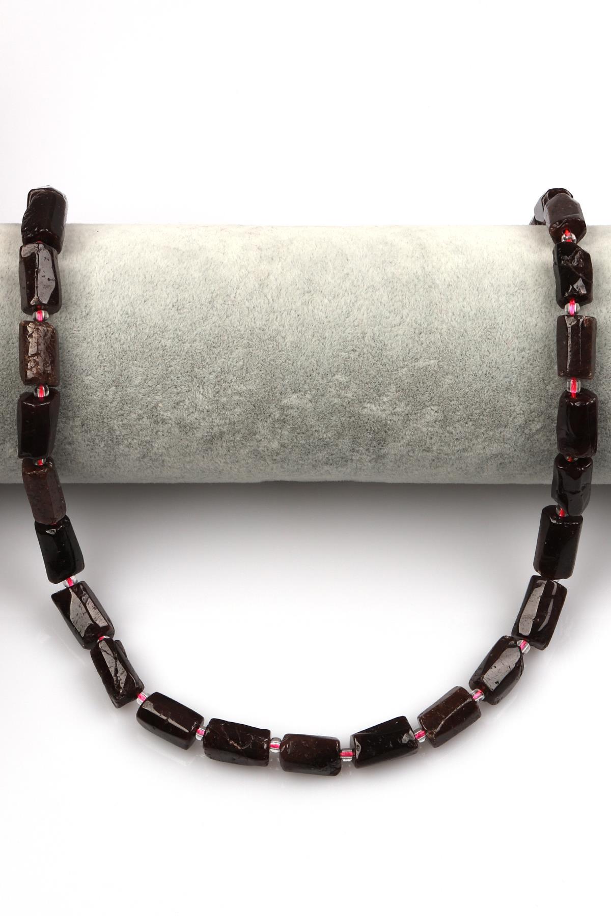 Garnet - Lal Doğal Taş Dizi 7 x 12 mm Boru Kesim