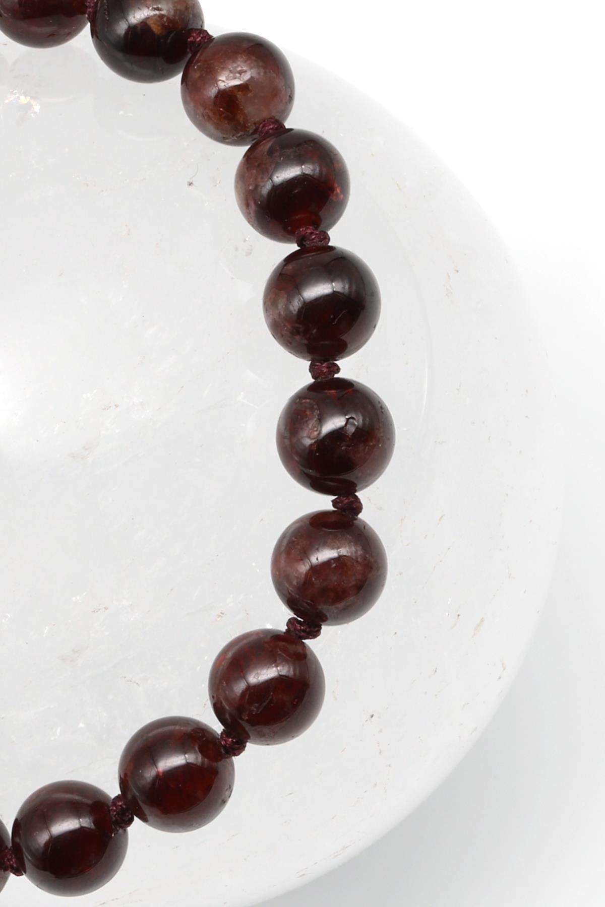 Garnet - Lal Doğal Taş Makrome Örme Bileklik