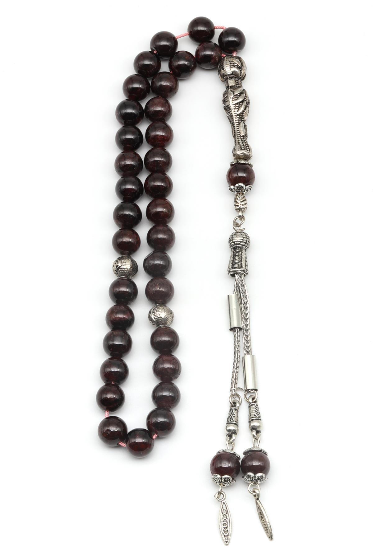 Garnet-Lal Doğal Taş Tesbih 8 mm Küre Kesim