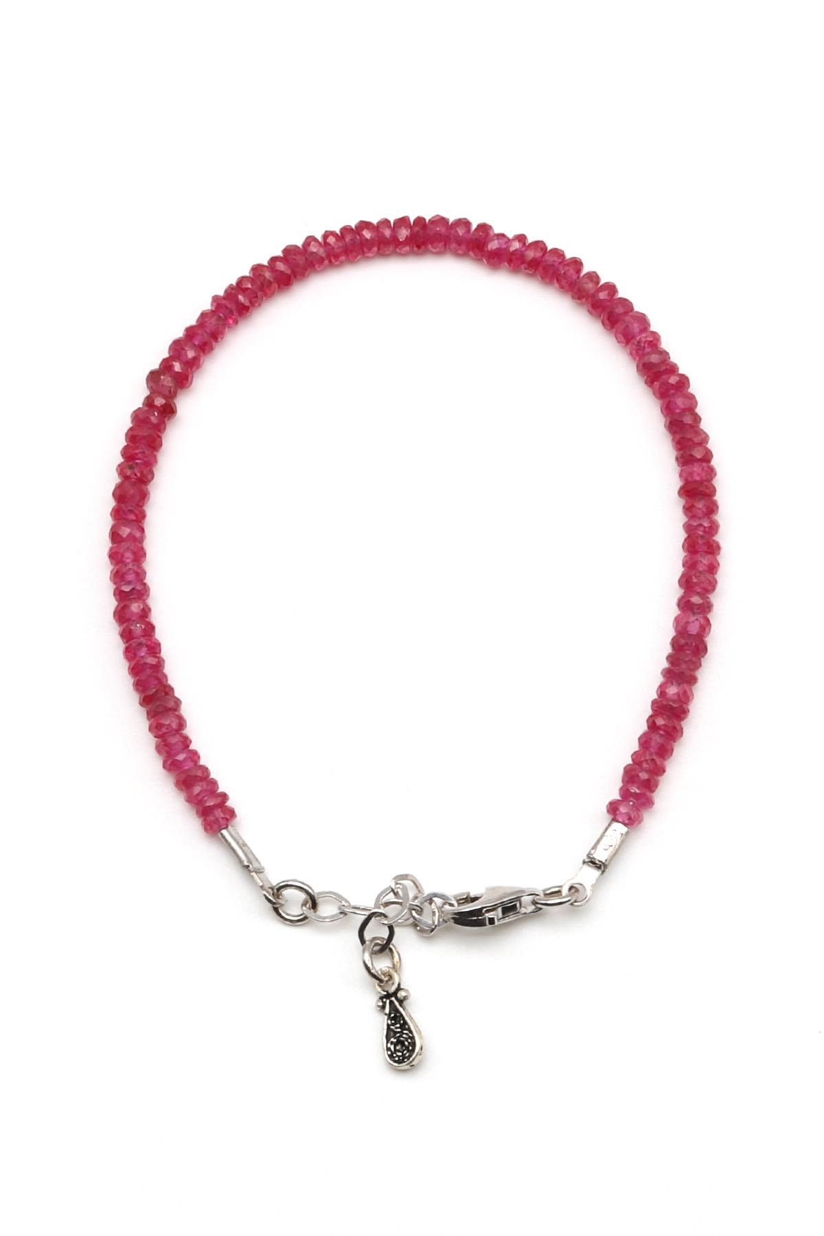 Glasfield Ruby Doğal Taş 925 Ayar Gümüş Bileklik