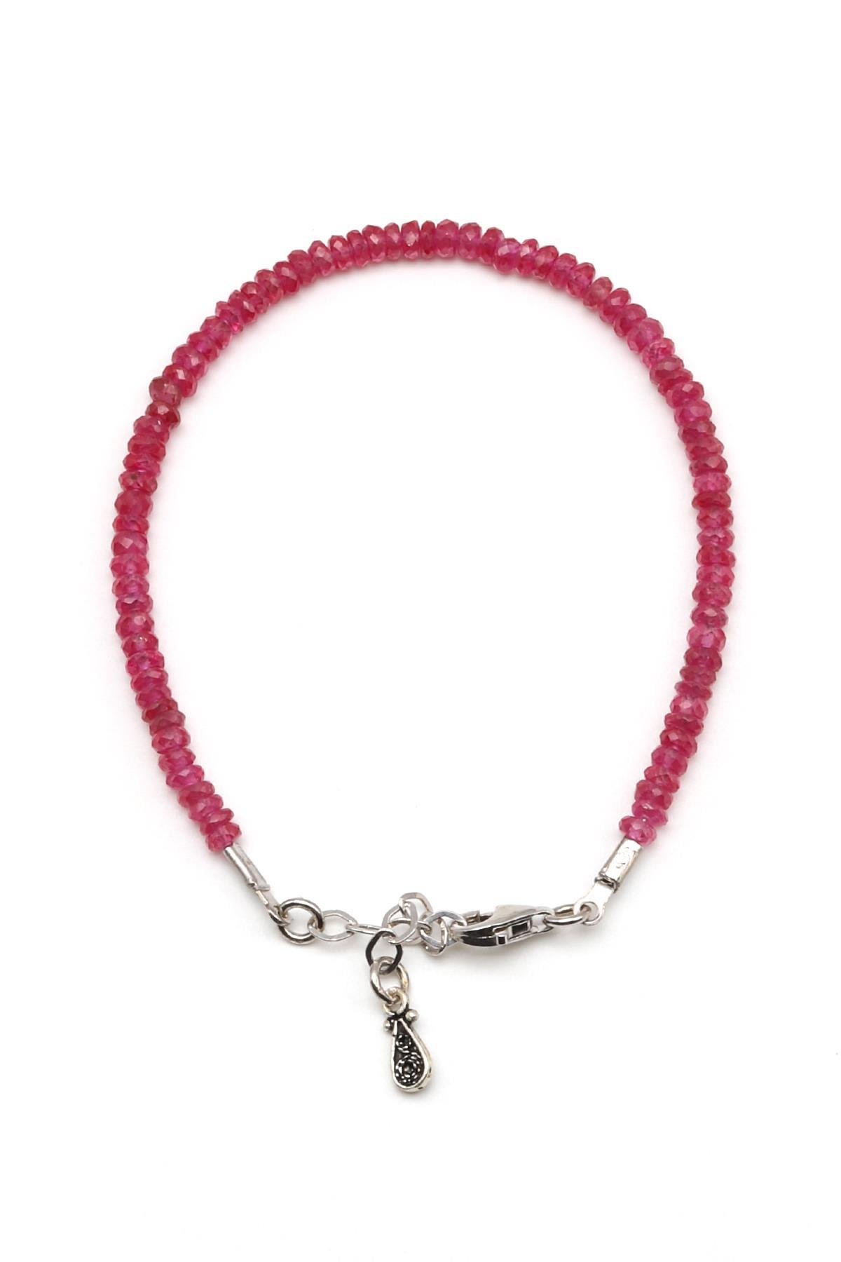 Glasfield Ruby Doğal Taş 925 Ayar Gümüş Bileklik