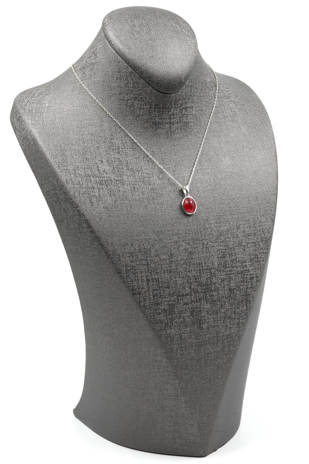 Glass Filled Ruby ( Yakut ) Doğal Taş 925 Ayar Gümüş Kolye