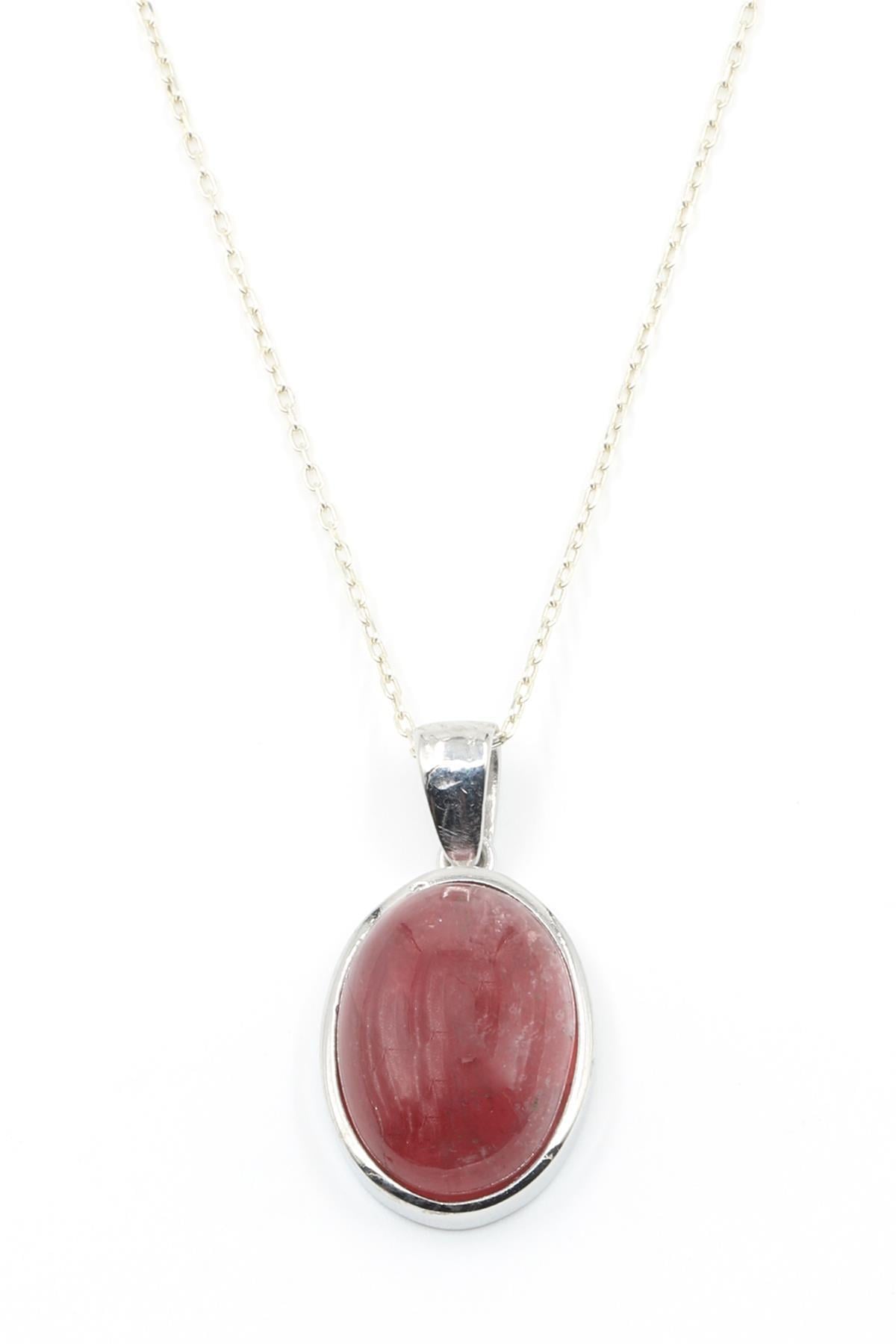 Glass Filled Ruby ( Yakut ) Doğal Taş 925 Ayar Gümüş Kolye