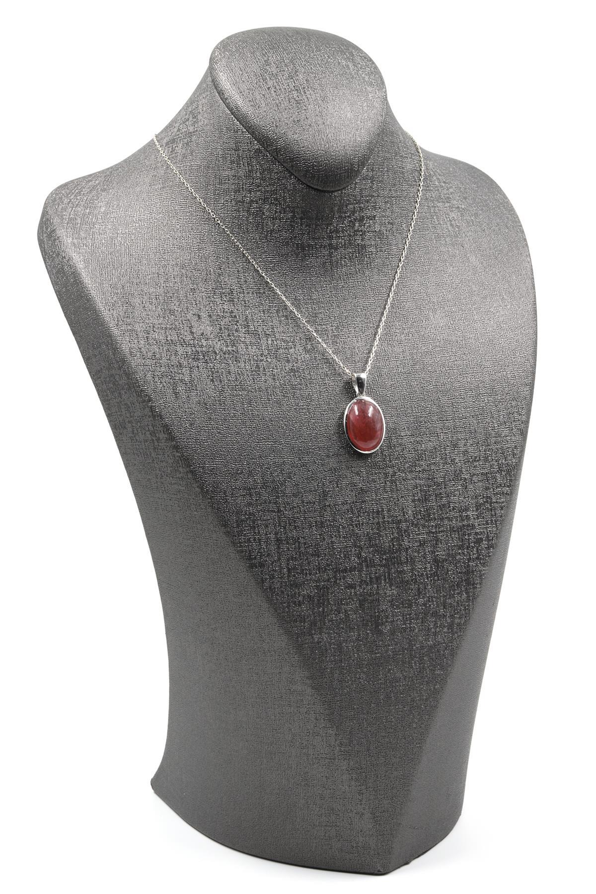 Glass Filled Ruby ( Yakut ) Doğal Taş 925 Ayar Gümüş Kolye