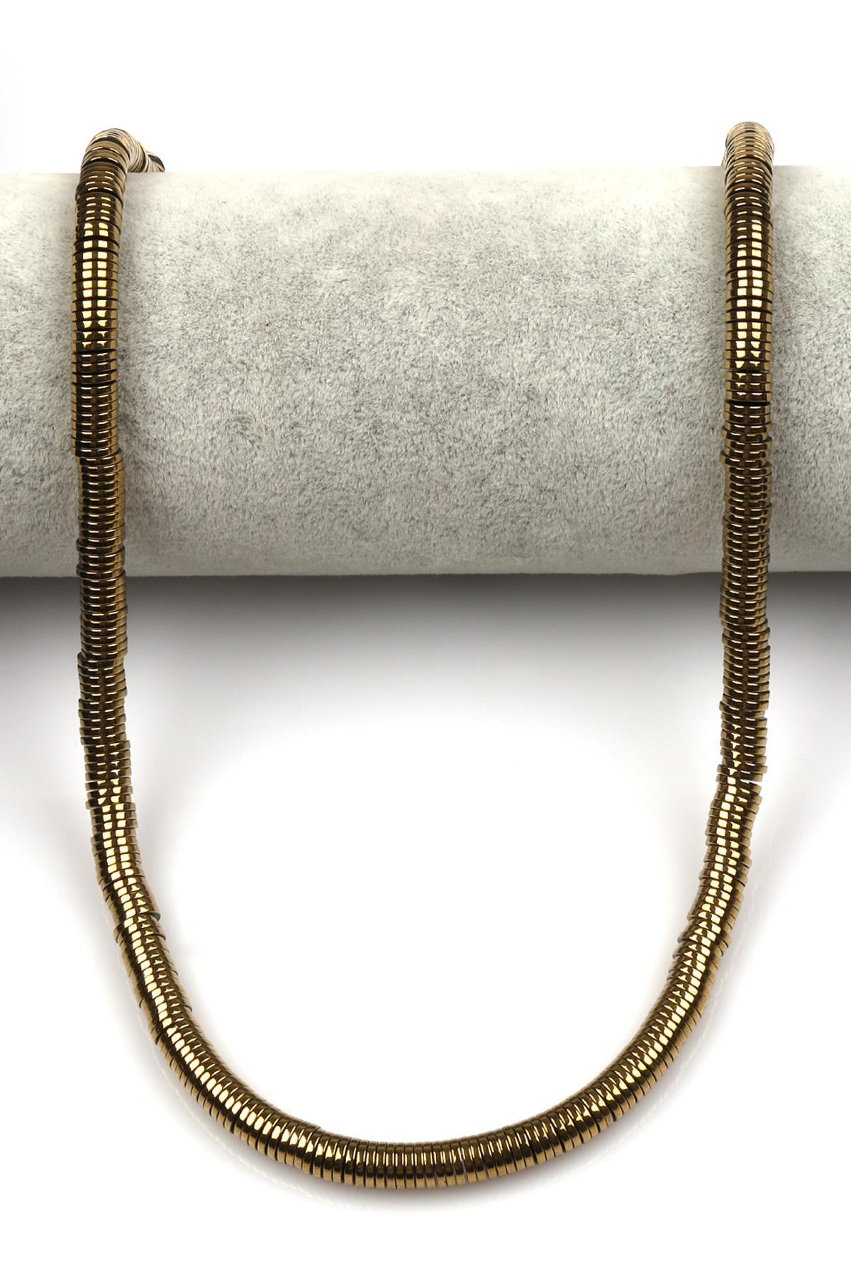 Gold Renk Hematit Dizi 1 x 6 mm Pul Kesim