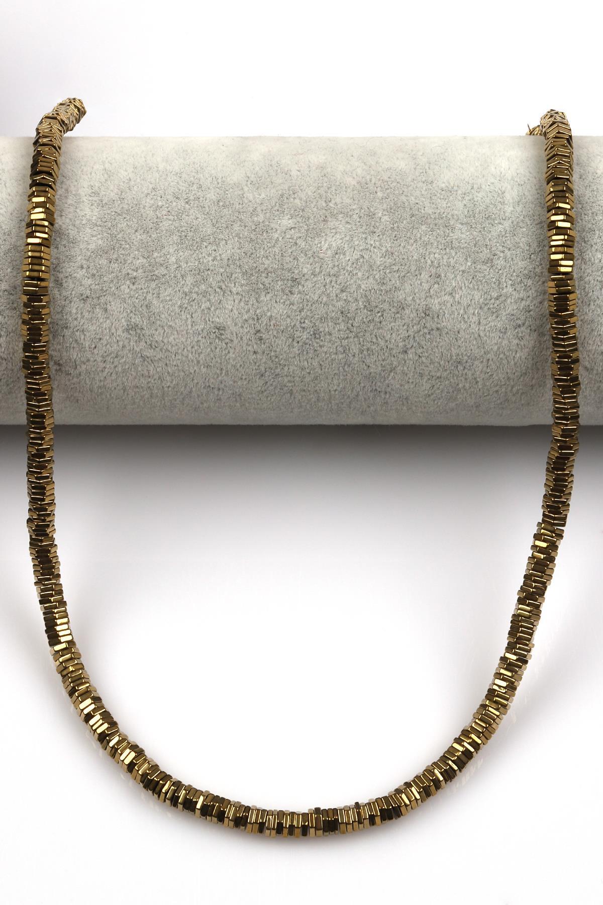 Gold Renkli Hematit Dizi 1 x 4 mm Civata Kesim