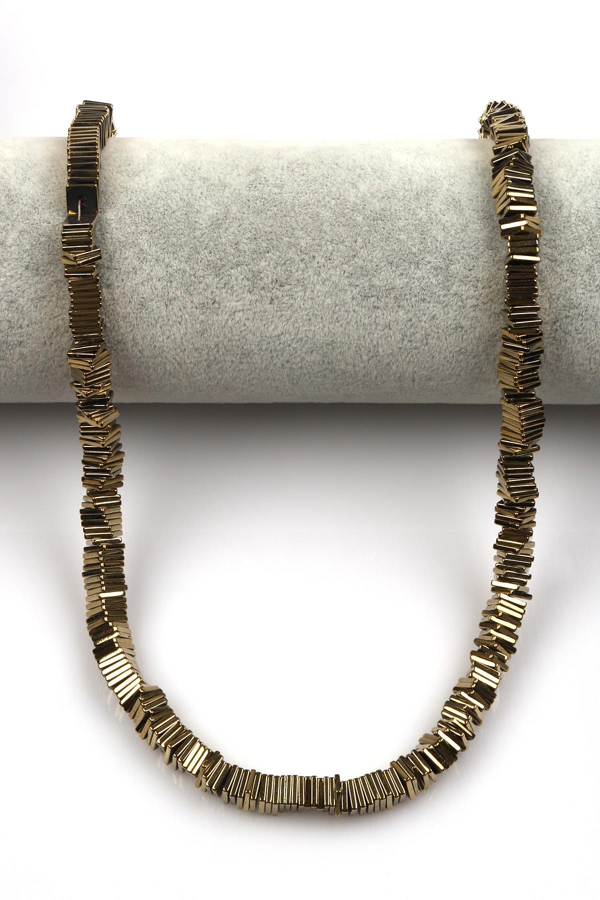 Gold Renkli Hematit Dizi 1 x 6 mm Pul Kesim