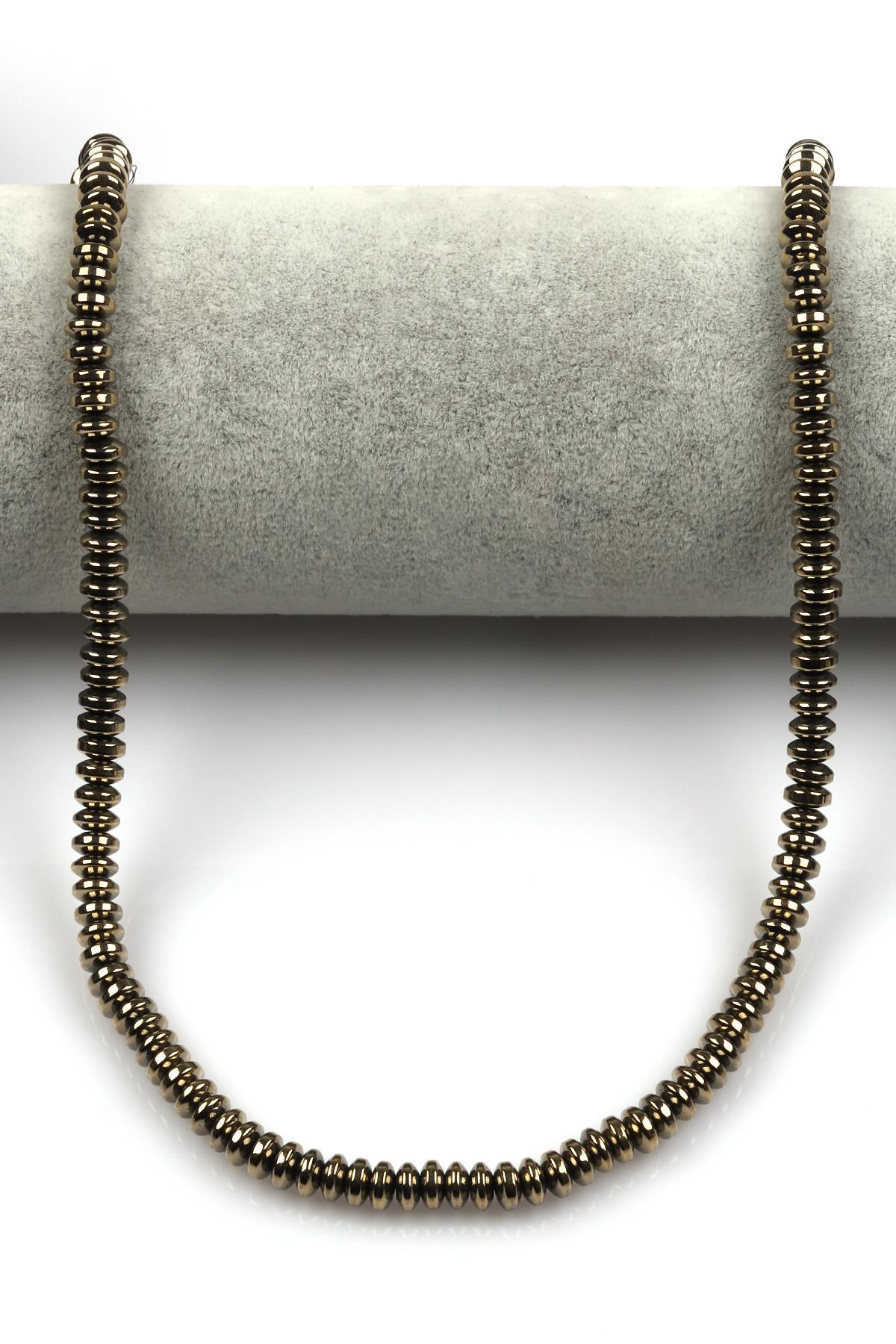 Gold Renkli Hematit Dizi 3 x 6 mm Rondel Kesim