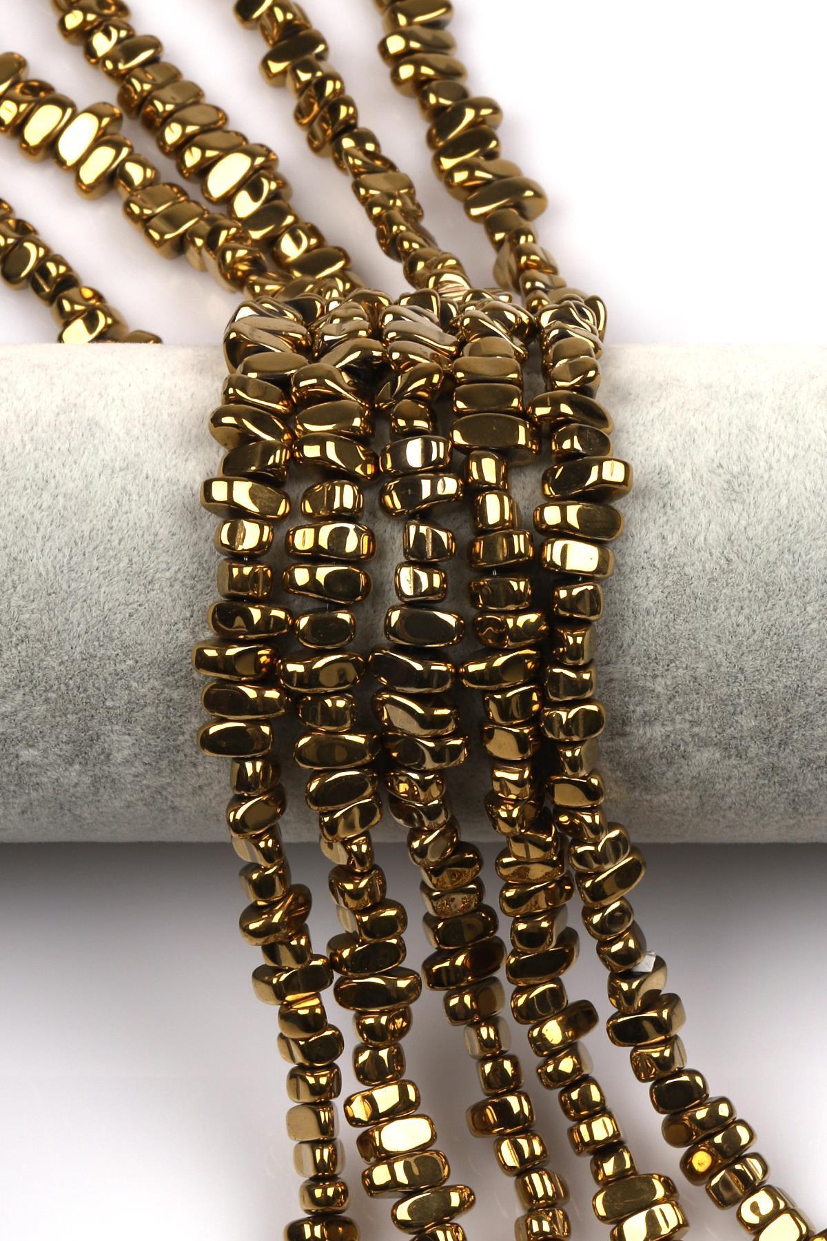 Gold Renkli Hematit Dizi 4 x 8 mm Kırık Model Kesim
