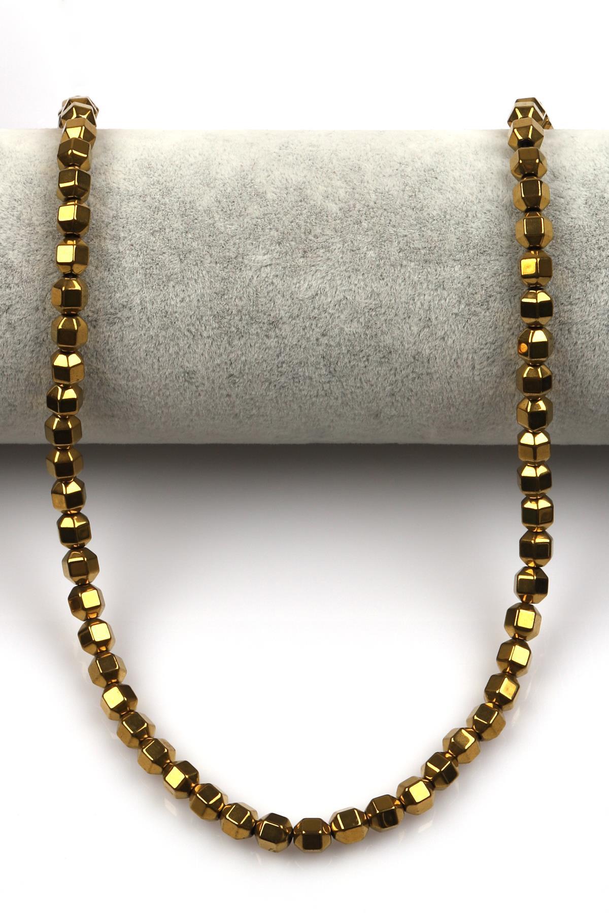 Gold Renkli Hematit Dizi 5 x 6 mm Fasetli Huni Kesim