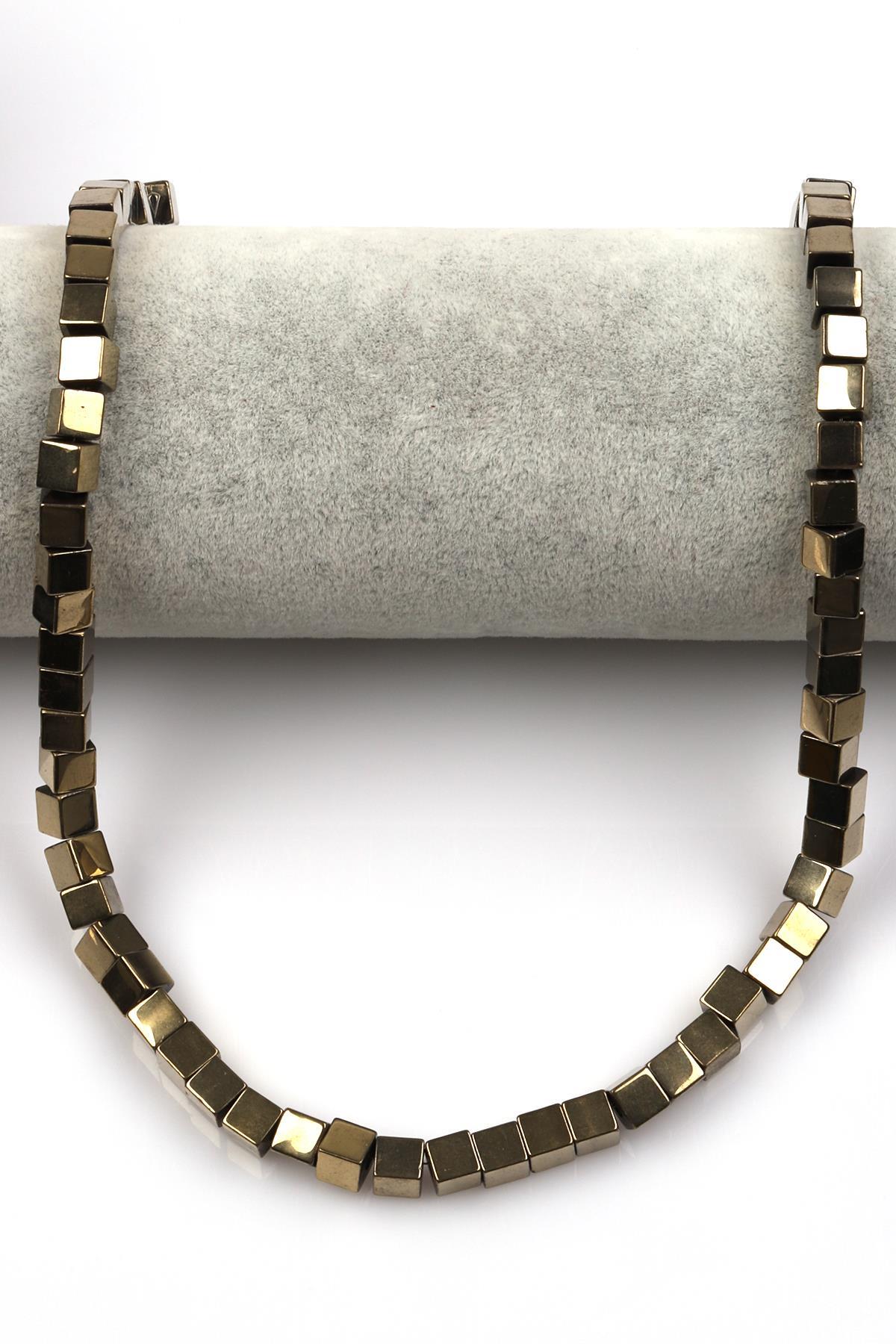 Gold Renkli Hematit Dizi 6 mm Küp Kesim