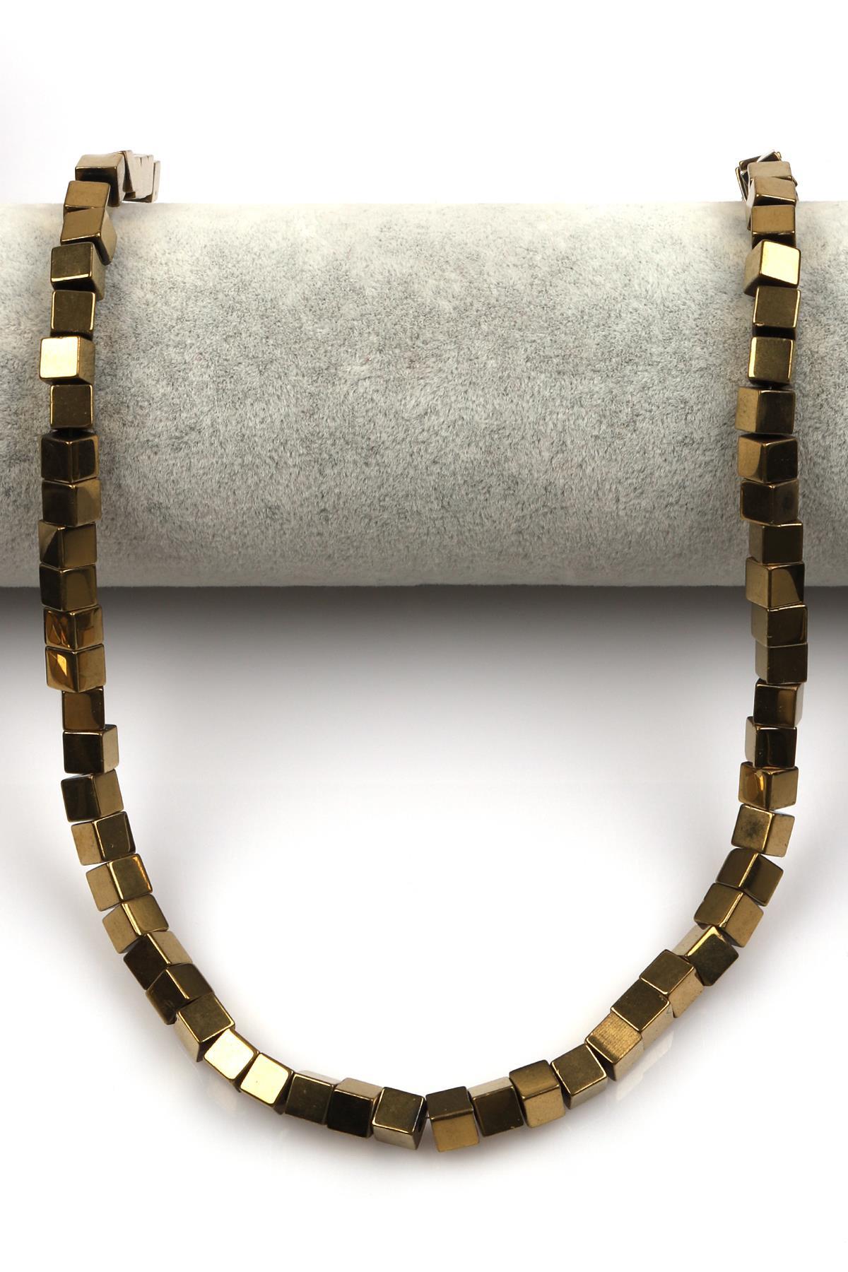 Gold Renkli Hematit Dizi 6 mm Küp Kesim