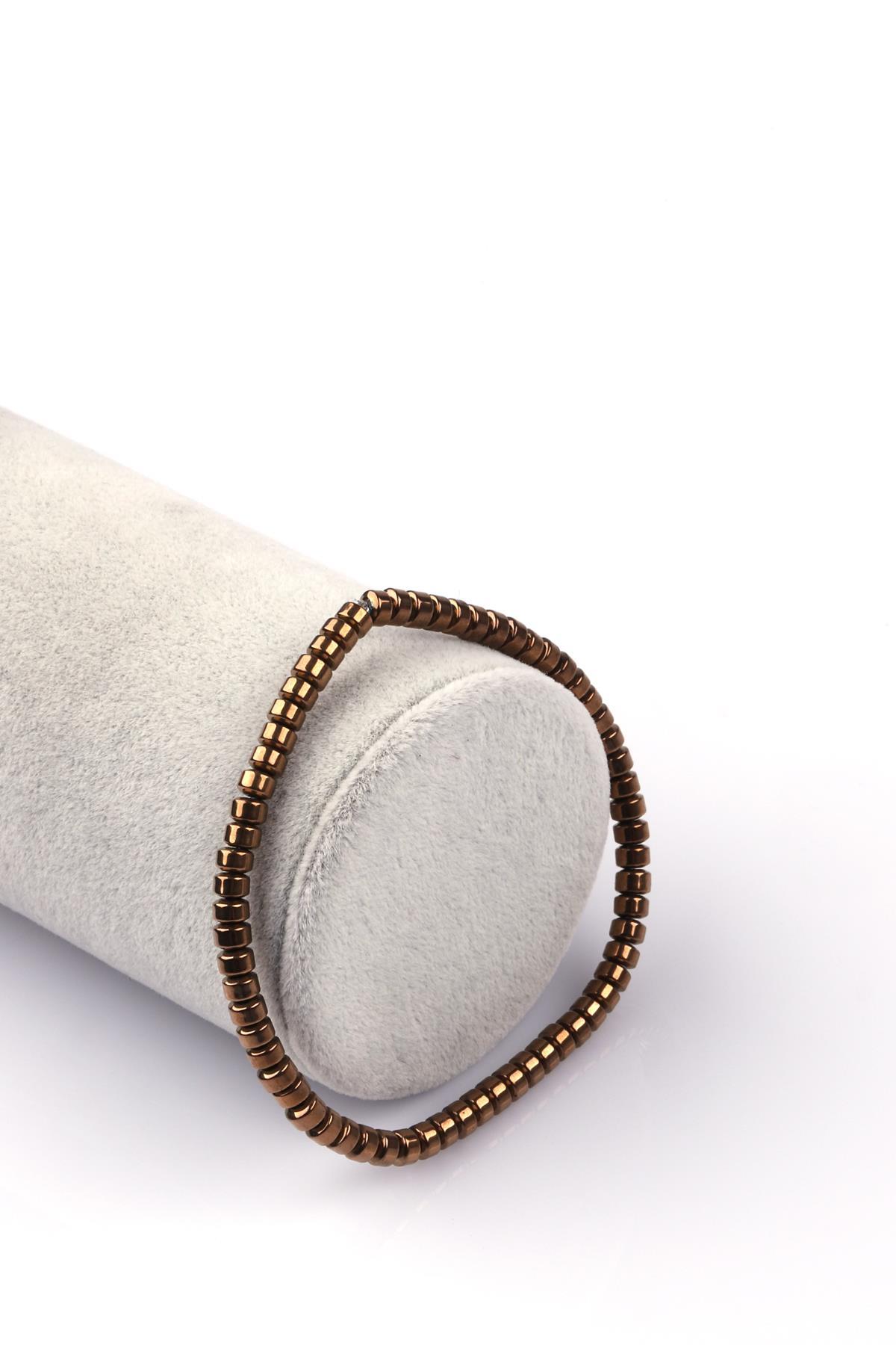 Gold Renkli Hematit Doğal Taş Bileklik 2 x 4 mm Rondel Kesim