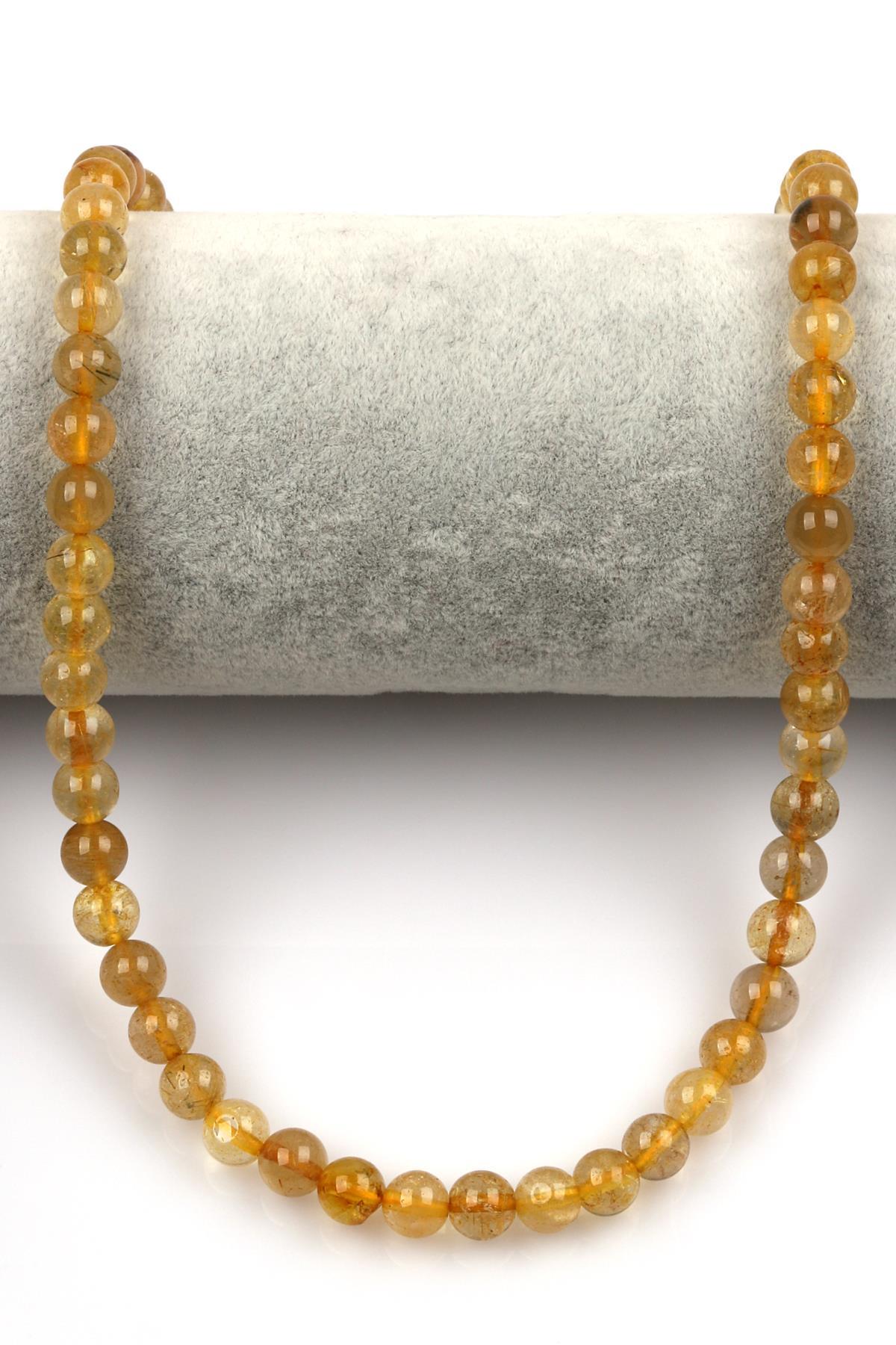 Gold Rutil Kuvars Doğal Taş Dizi 7 mm Küre Kesim