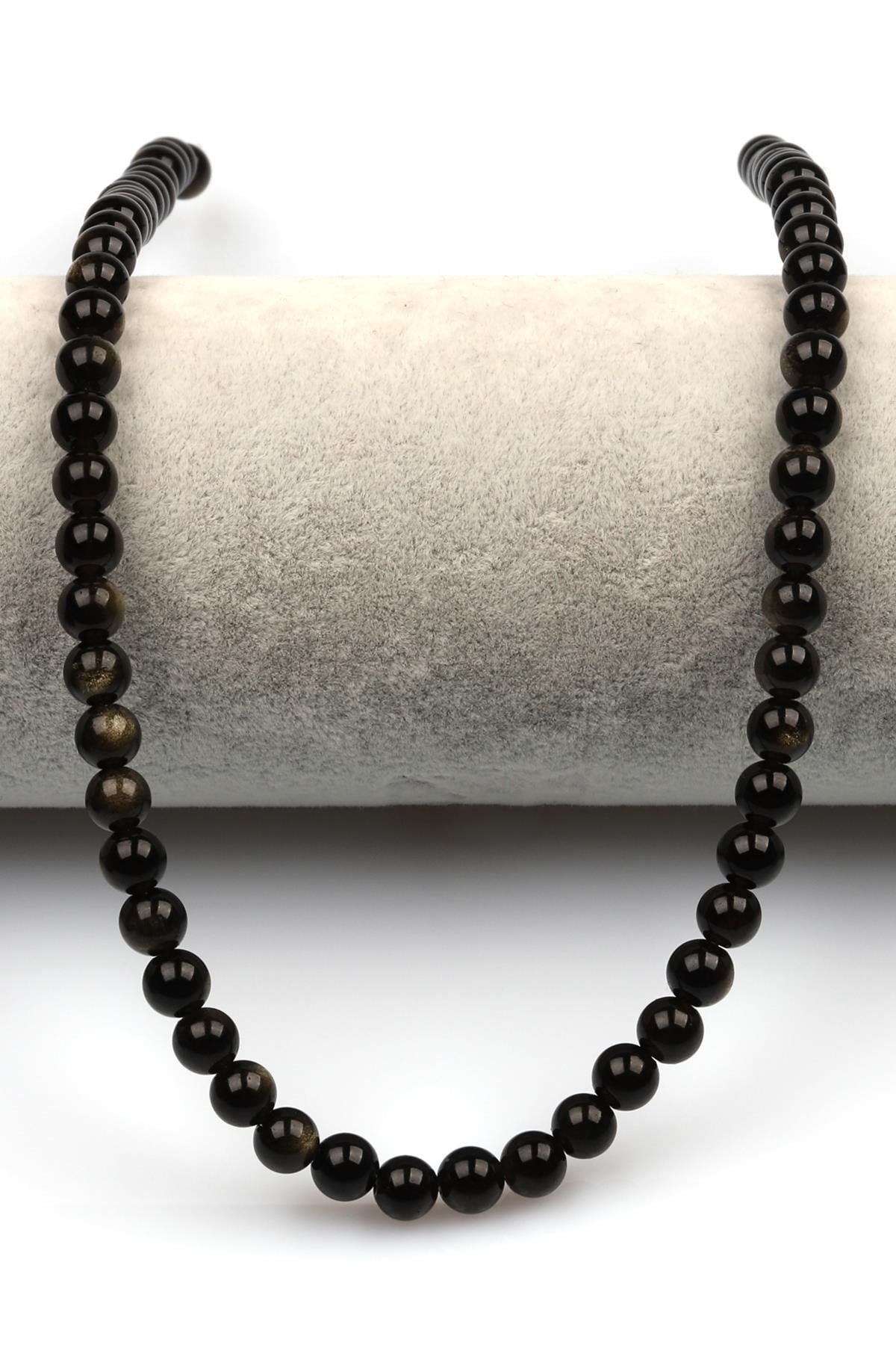Golden Obsidyen (A Kalite) Doğal Taş Dizi 6 mm Küre Kesim