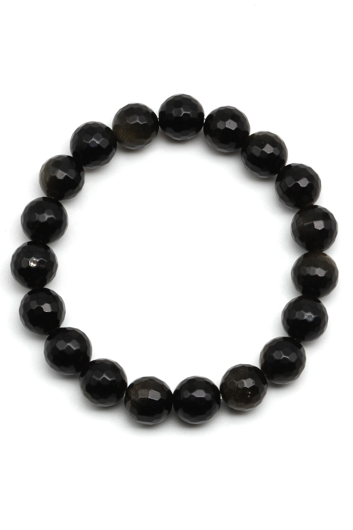 Golden Obsidyen Doğal Taş Bileklik 10 mm Fasetli Küre Kesim - BLK-2242
