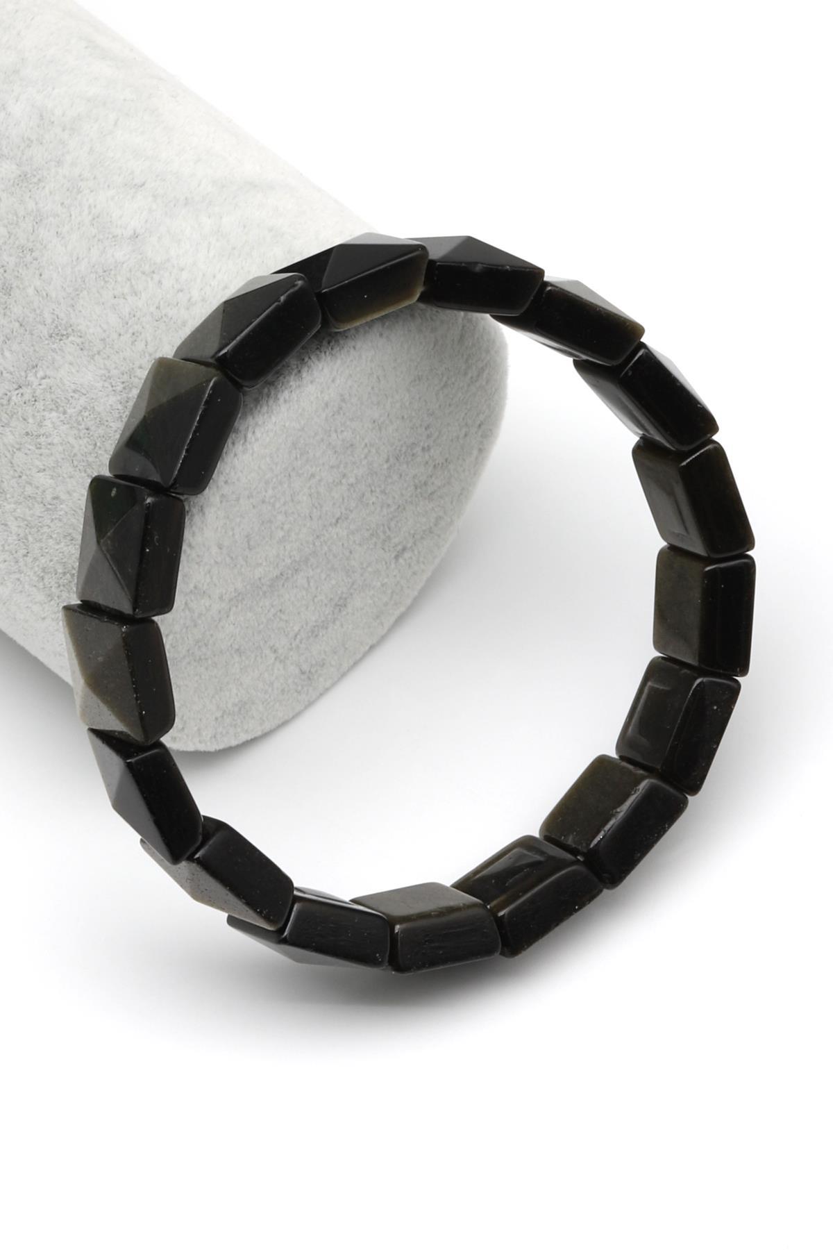 Golden Obsidyen Doğal Taş Bileklik 12 x 12 mm Özel Kesim