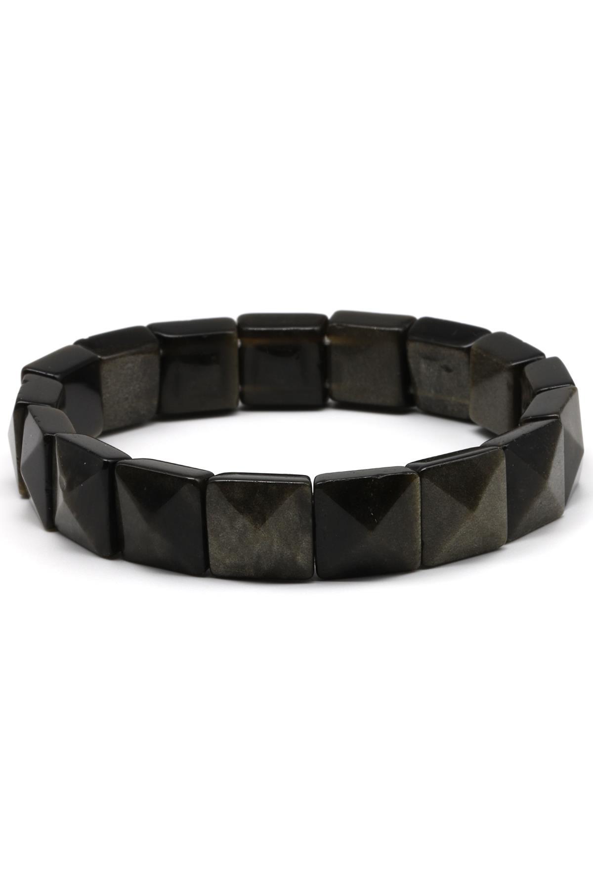 Golden Obsidyen Doğal Taş Bileklik 12 x 12 mm Özel Kesim