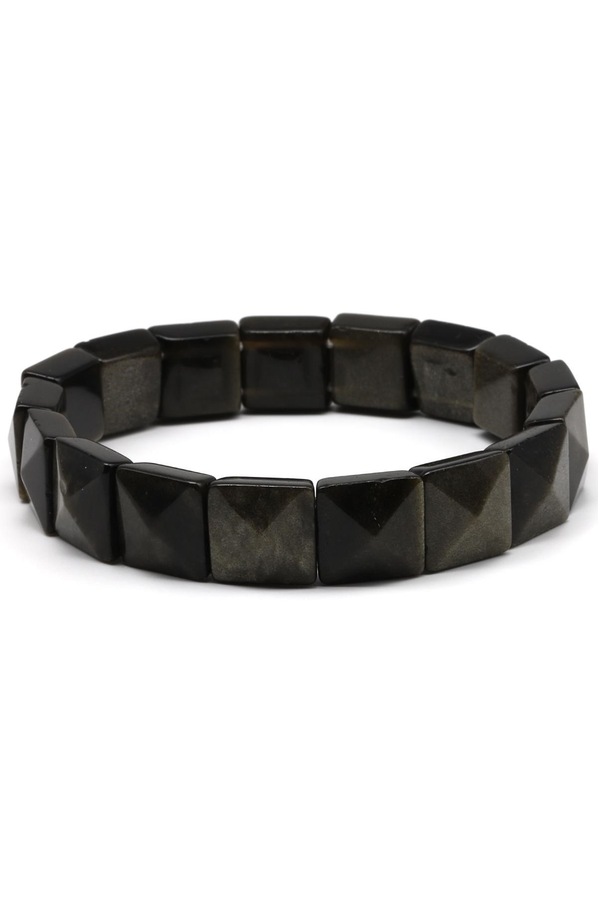 Golden Obsidyen Doğal Taş Bileklik 12 x 12 mm Özel Kesim