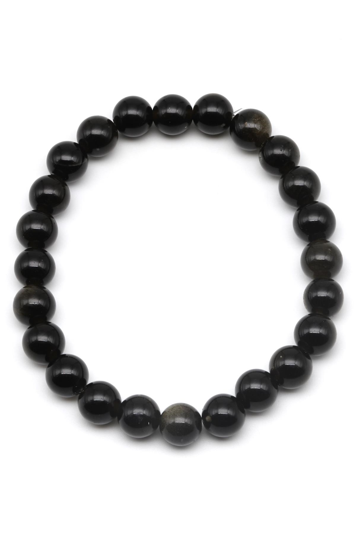 Golden Obsidyen Doğal Taş Bileklik 8 mm Küre Kesim