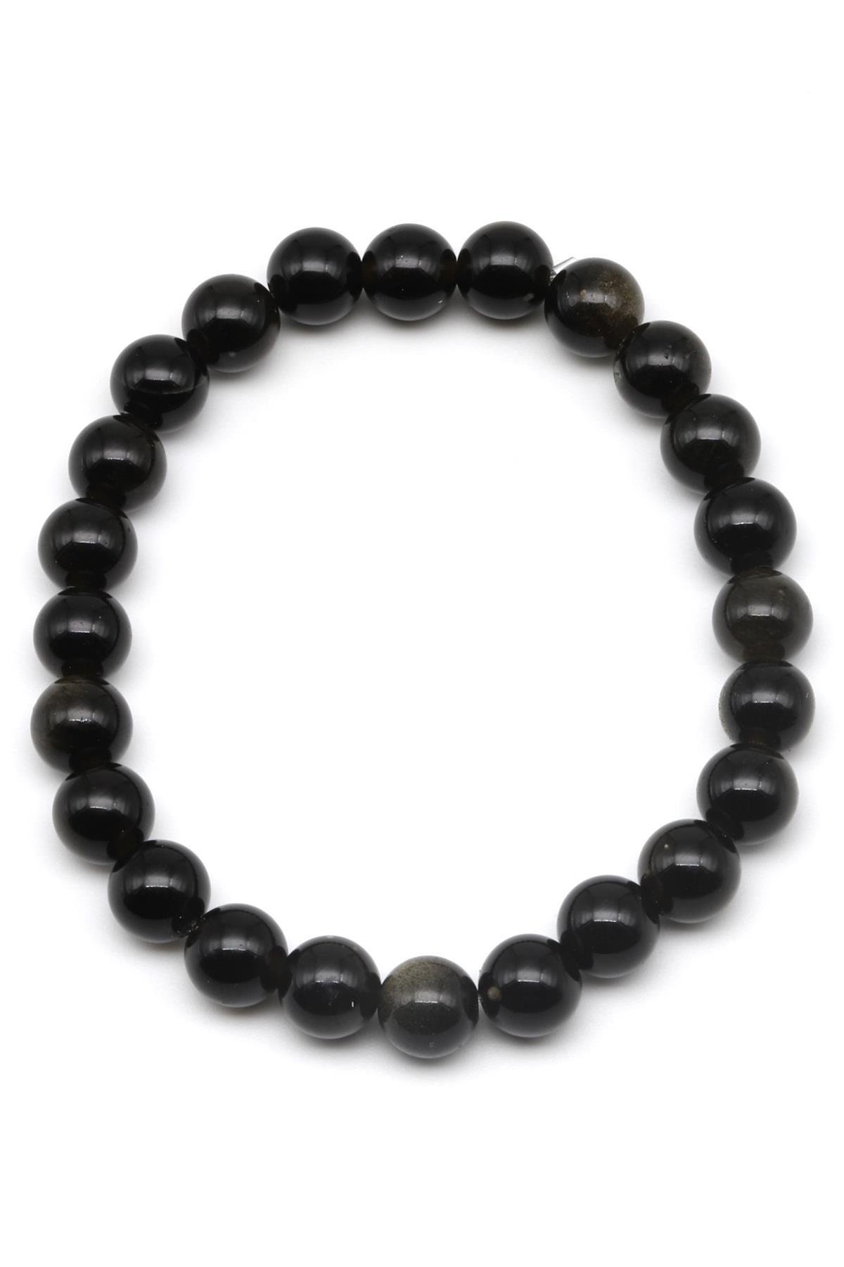 Golden Obsidyen Doğal Taş Bileklik 8 mm Küre Kesim