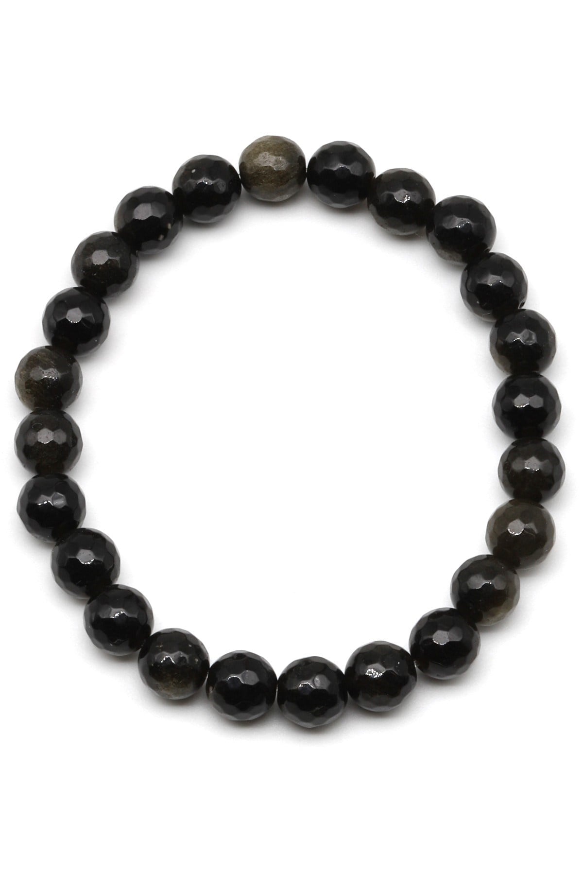 Golden Obsidyen Doğal Taş Bileklik 8 mm Fasetli Küre Kesim - BLK-2147