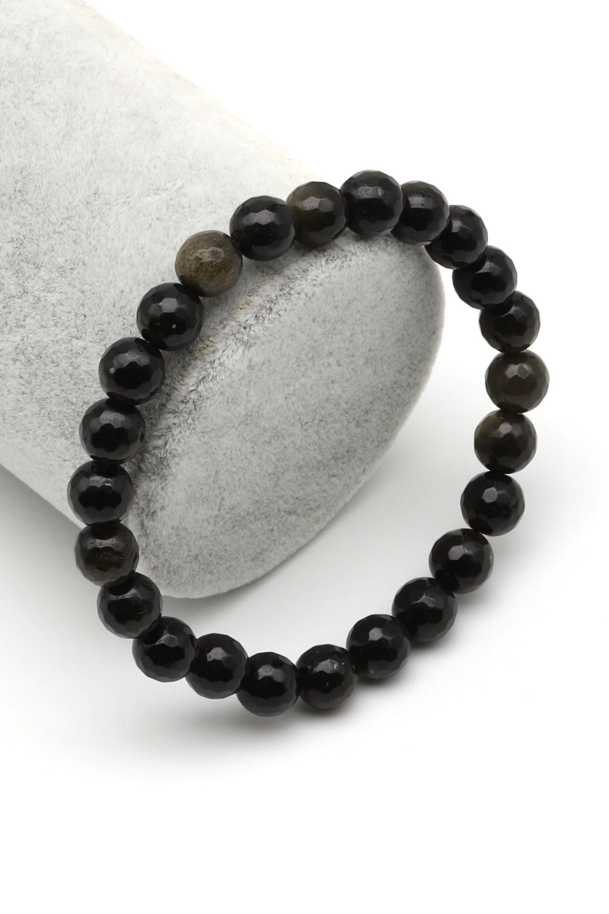 Golden Obsidyen Doğal Taş Bileklik 8 mm Fasetli Küre Kesim - BLK-2147