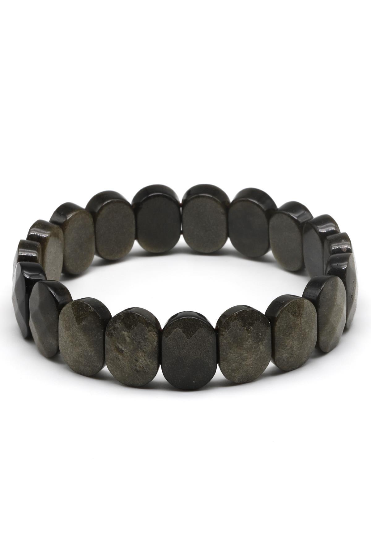 Golden Obsidyen Doğal Taş Bileklik 9 x 13 mm Özel Kesim