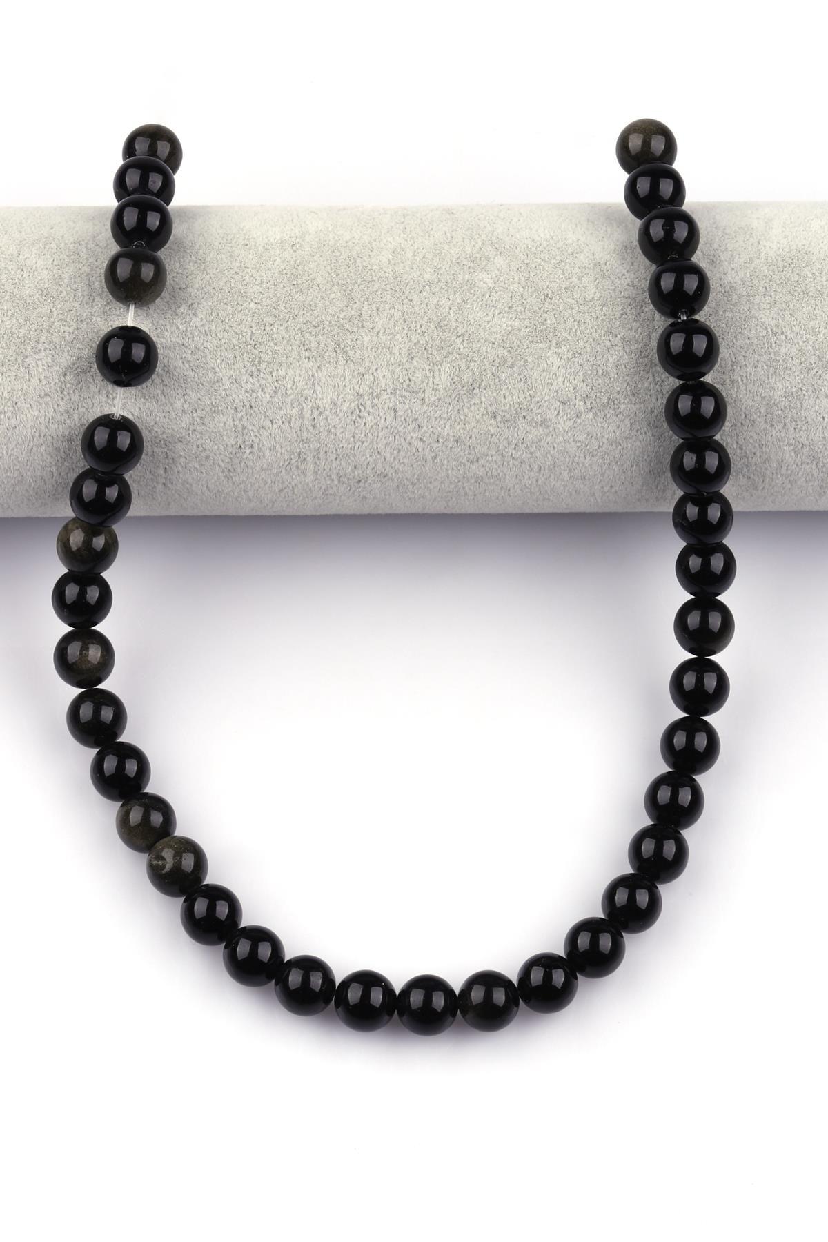 Golden Obsidyen Doğal Taş Dizi 10 mm Küre Kesim