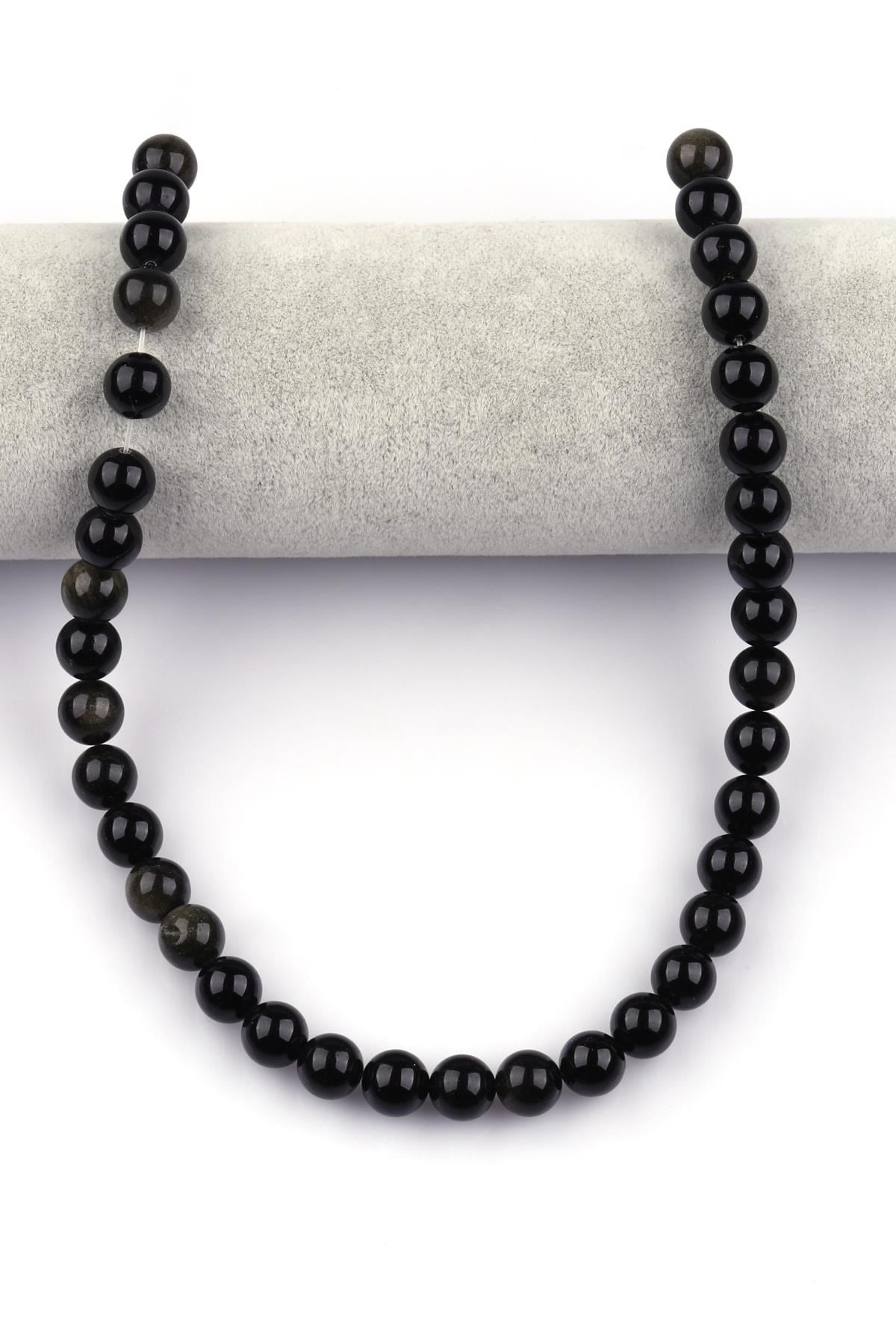Golden Obsidyen Doğal Taş Dizi 10 mm Küre Kesim