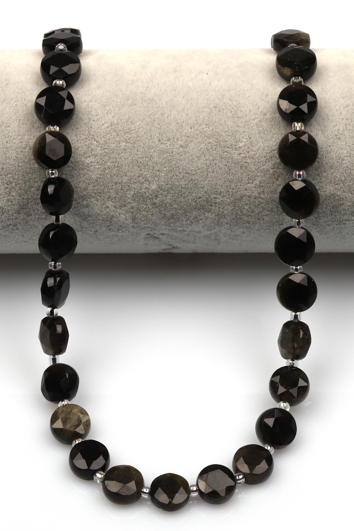 Golden Obsidyen Doğal Taş Dizi 5 x 10 mm Yassı Kesim