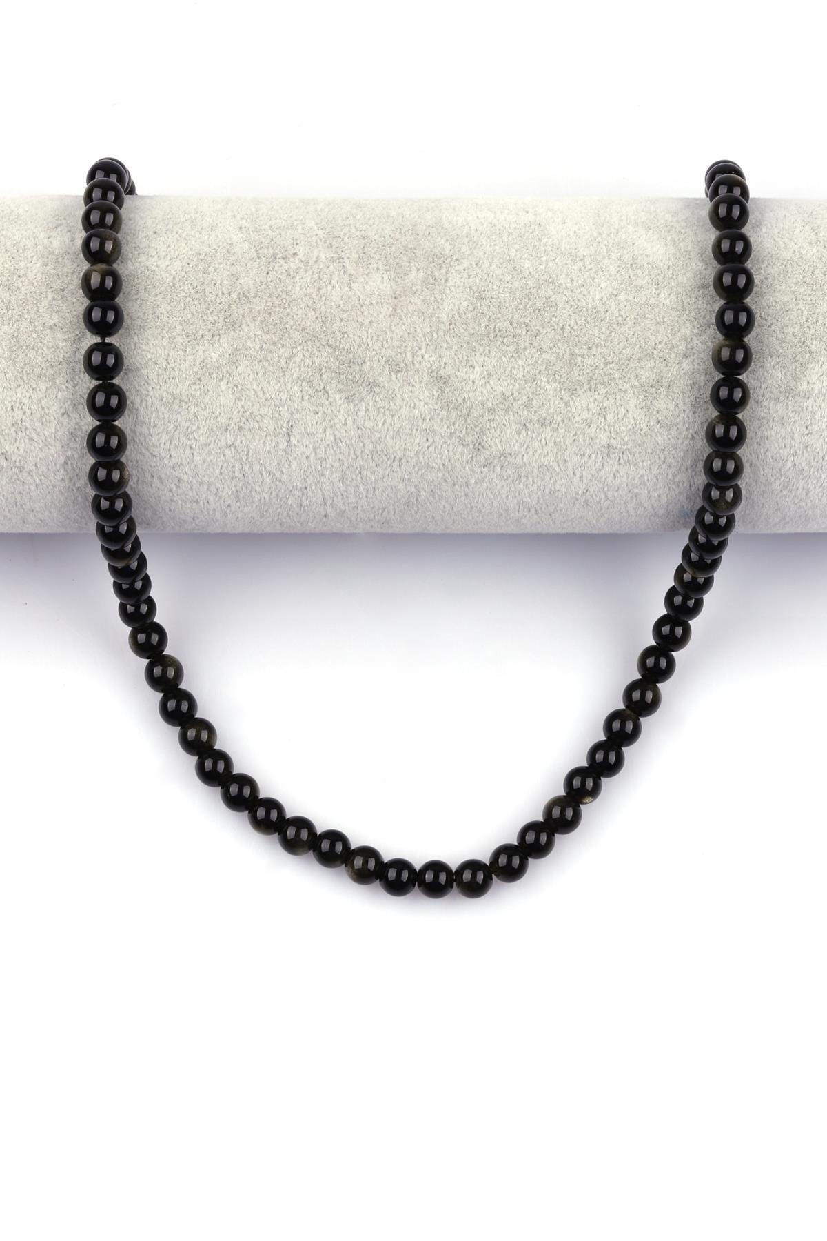 Golden Obsidyen Doğal Taş Dizi 6 mm Küre Kesim