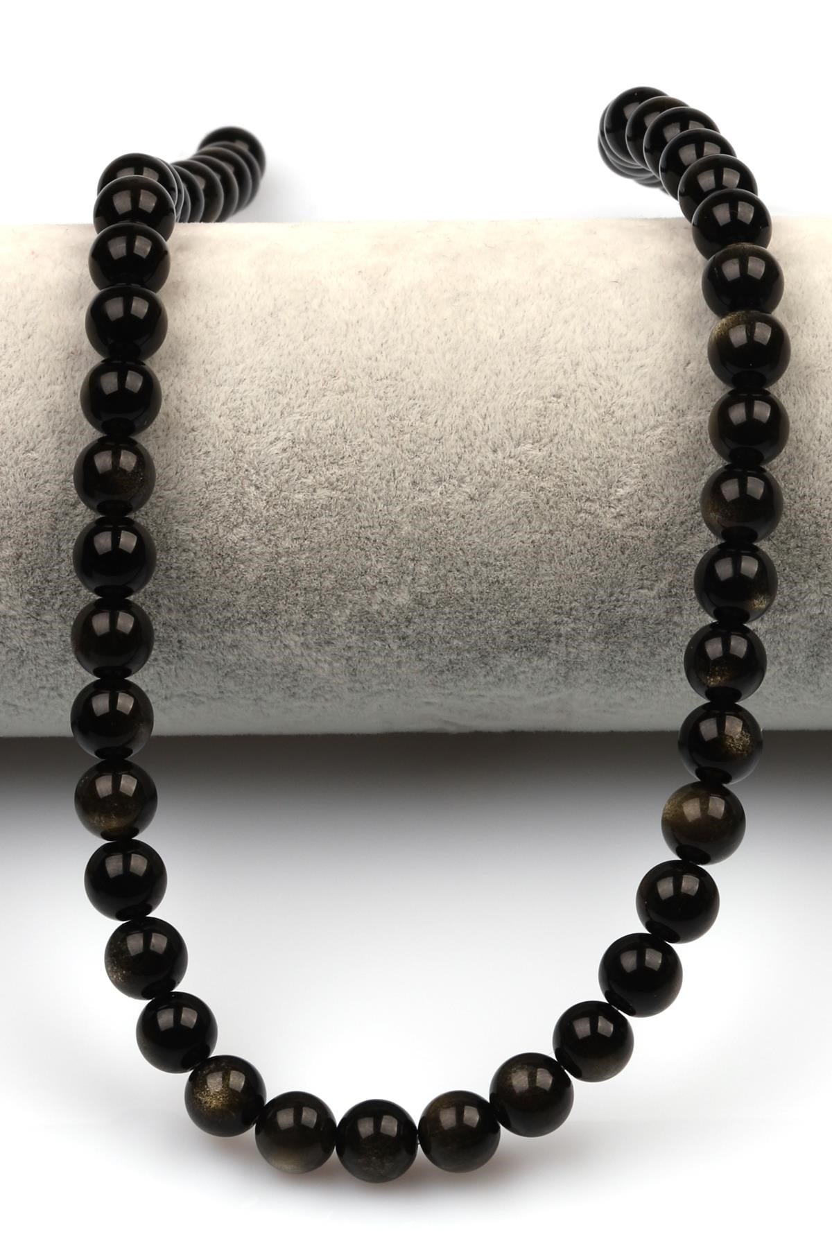 Golden Obsidyen Doğal Taş Dizi 8 mm Küre Kesim