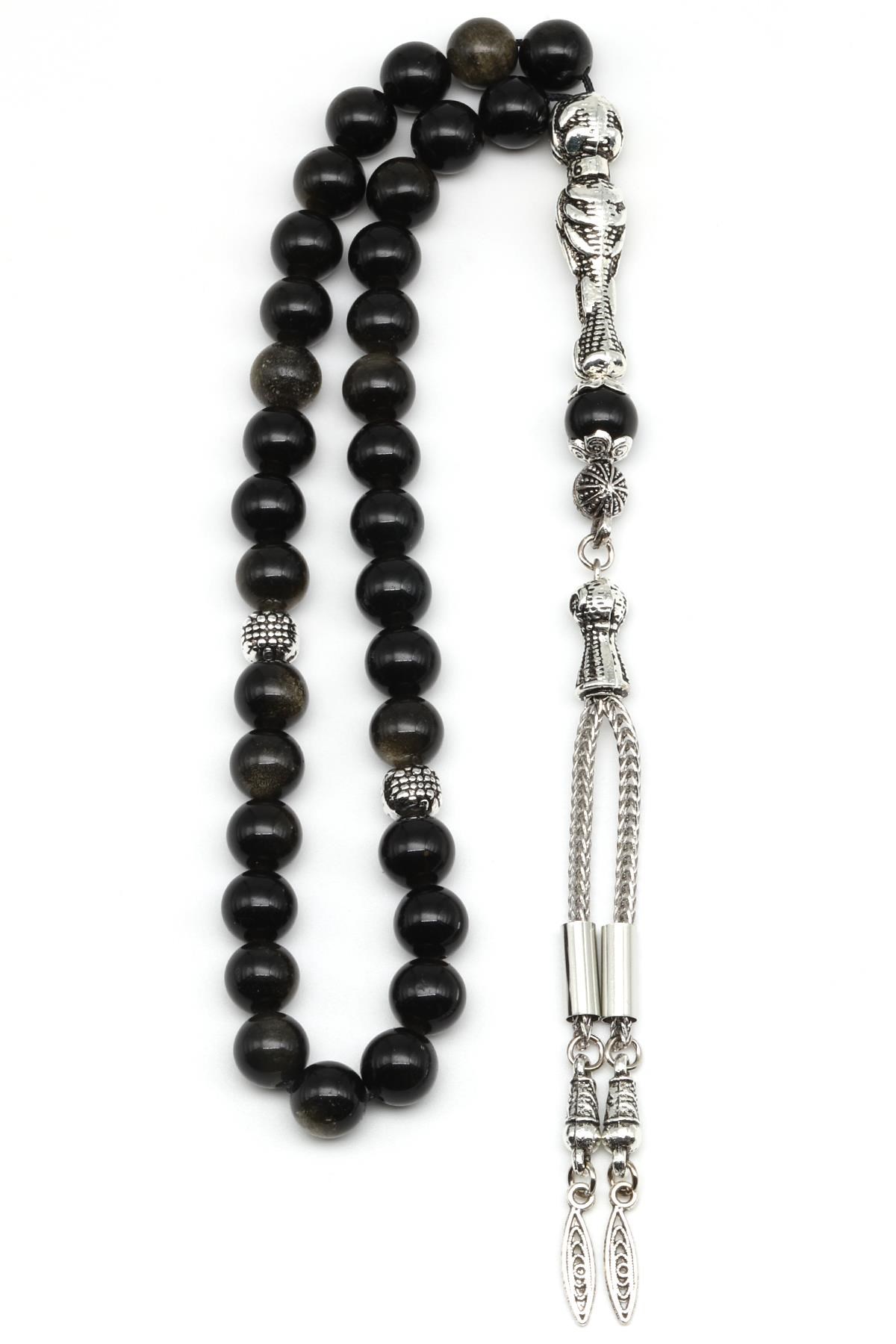 Golden Obsidyen Doğal Taş Tesbih 8 mm Küre Kesim
