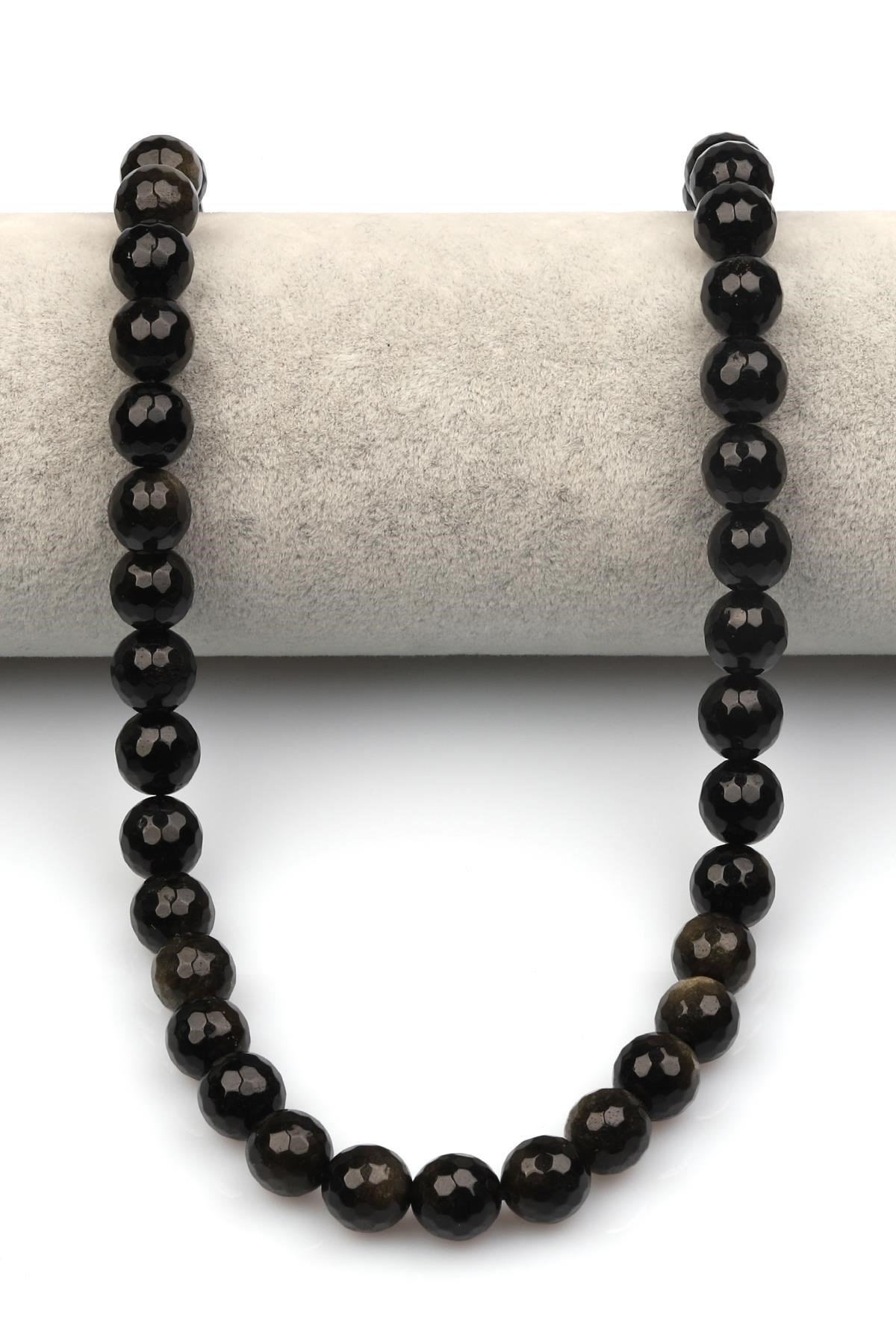 Golden Obsidyen Doğaltaş Dizi 10 mm Fasetli Küre Kesim