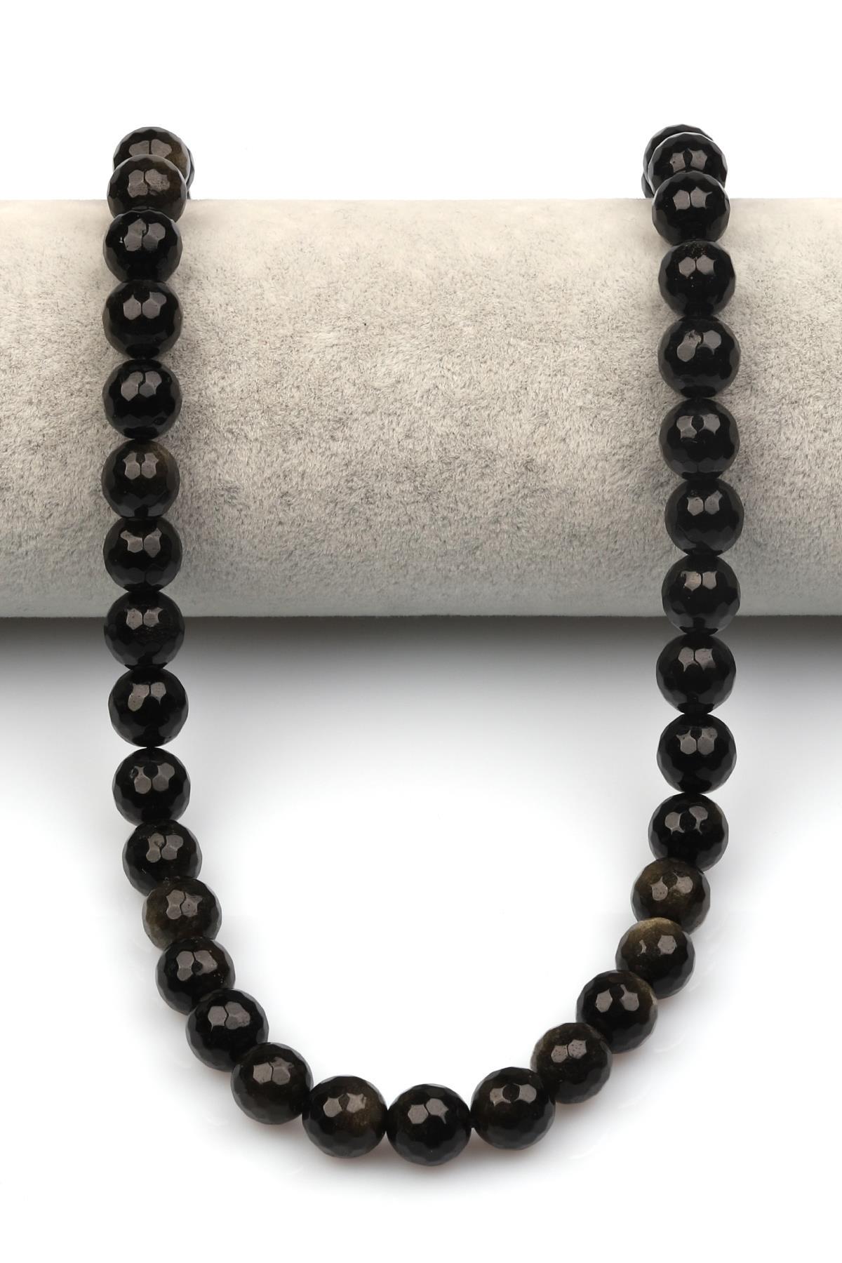 Golden Obsidyen Doğaltaş Dizi 10 mm Fasetli Küre Kesim