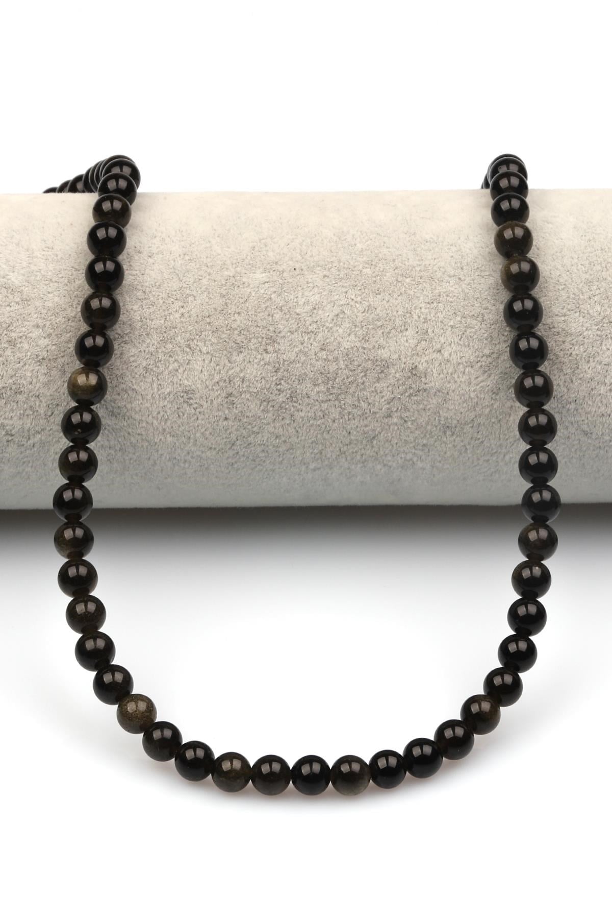 Golden Obsidyen Doğaltaş Dizi 6 mm Küre Kesim