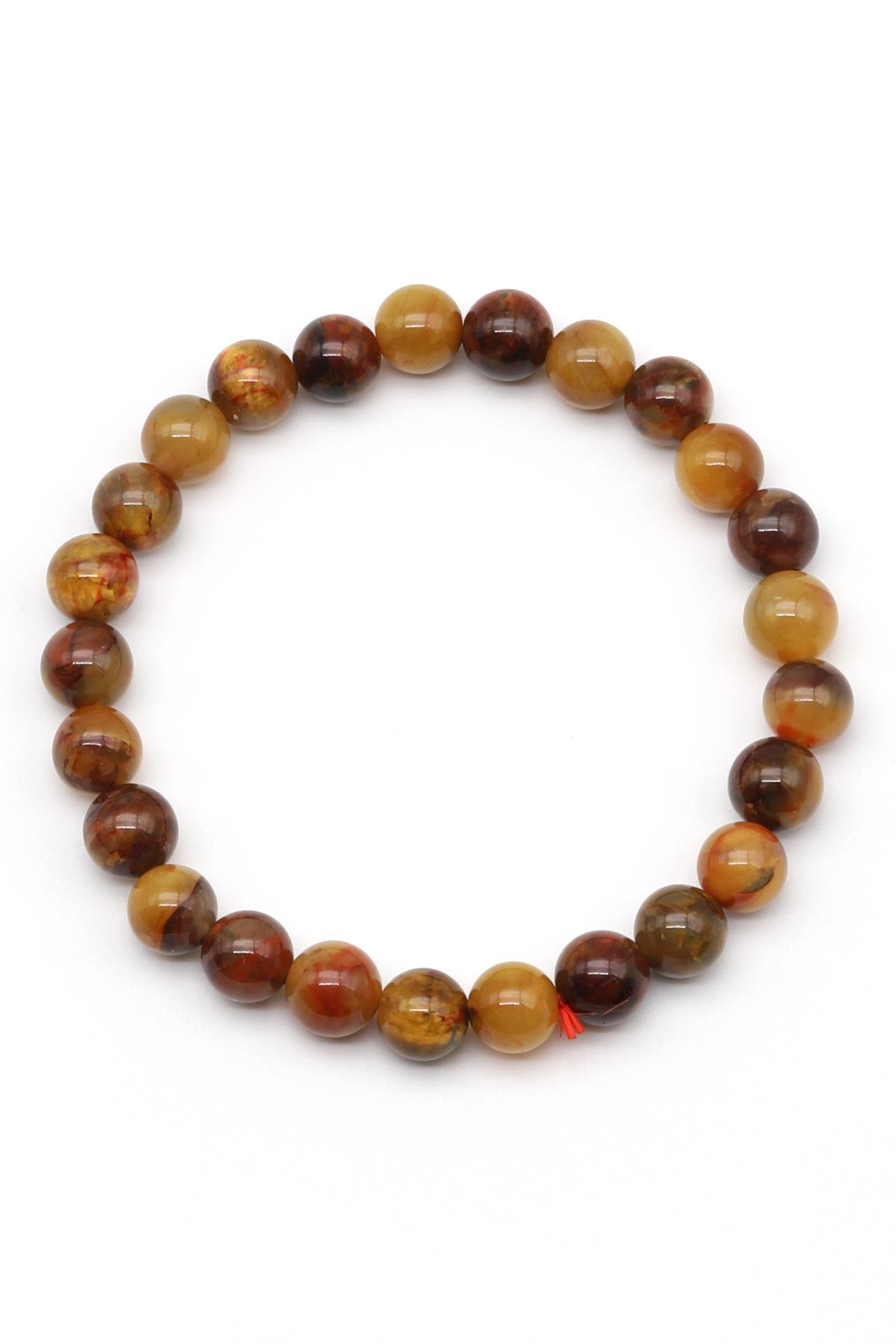 Golden Pietersite Doğal Taş Bileklik 7 mm Küre Kesim