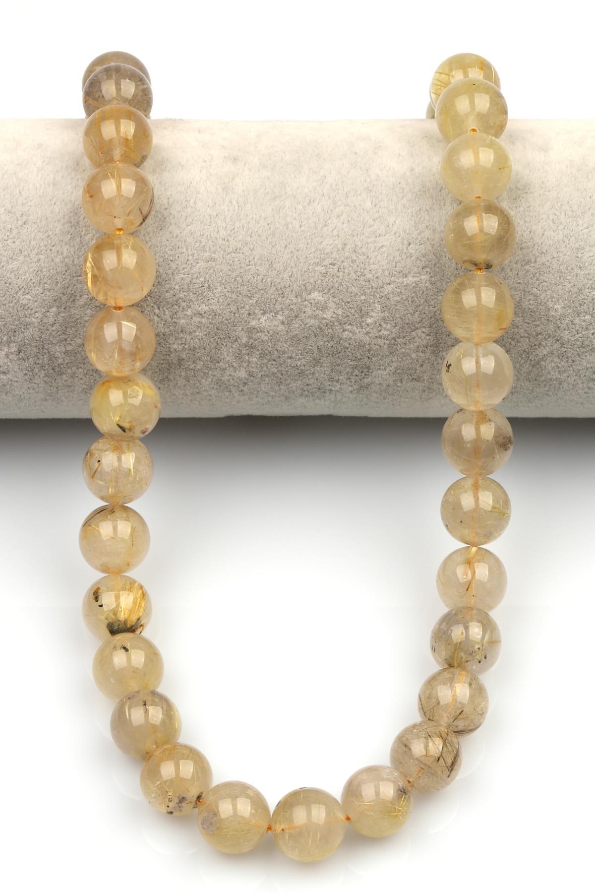 Golden Rutil Kuvars Doğal Taş Dizi 12 mm Küre Kesim