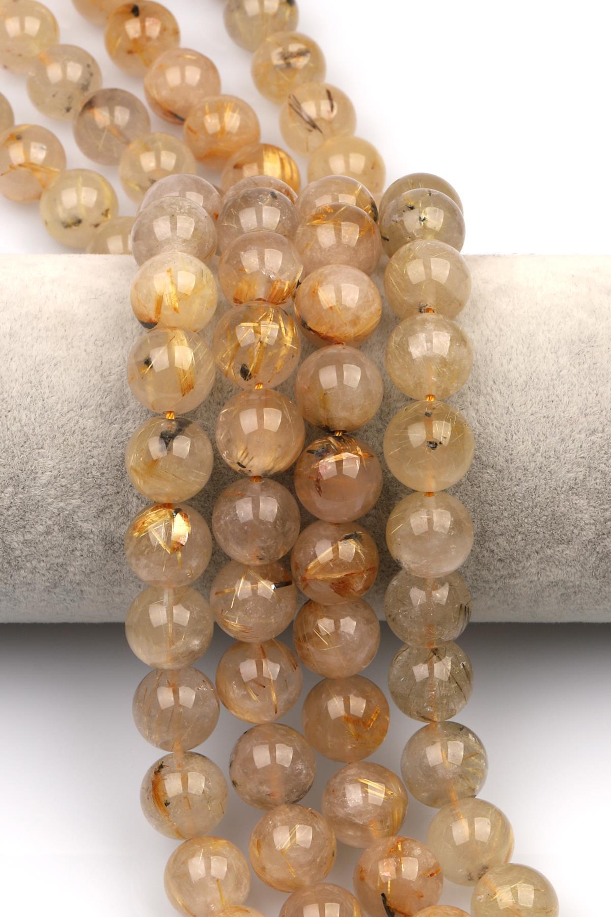 Golden Rutil Kuvars Doğal Taş Dizi 12 mm Küre Kesim
