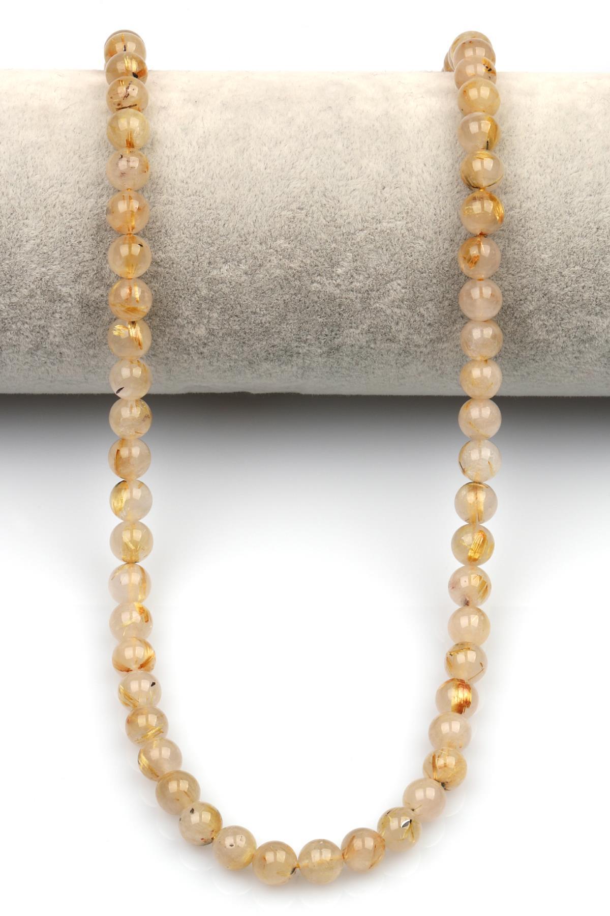 Golden Rutil Kuvars Doğal Taş Dizi 6 mm Küre Kesim