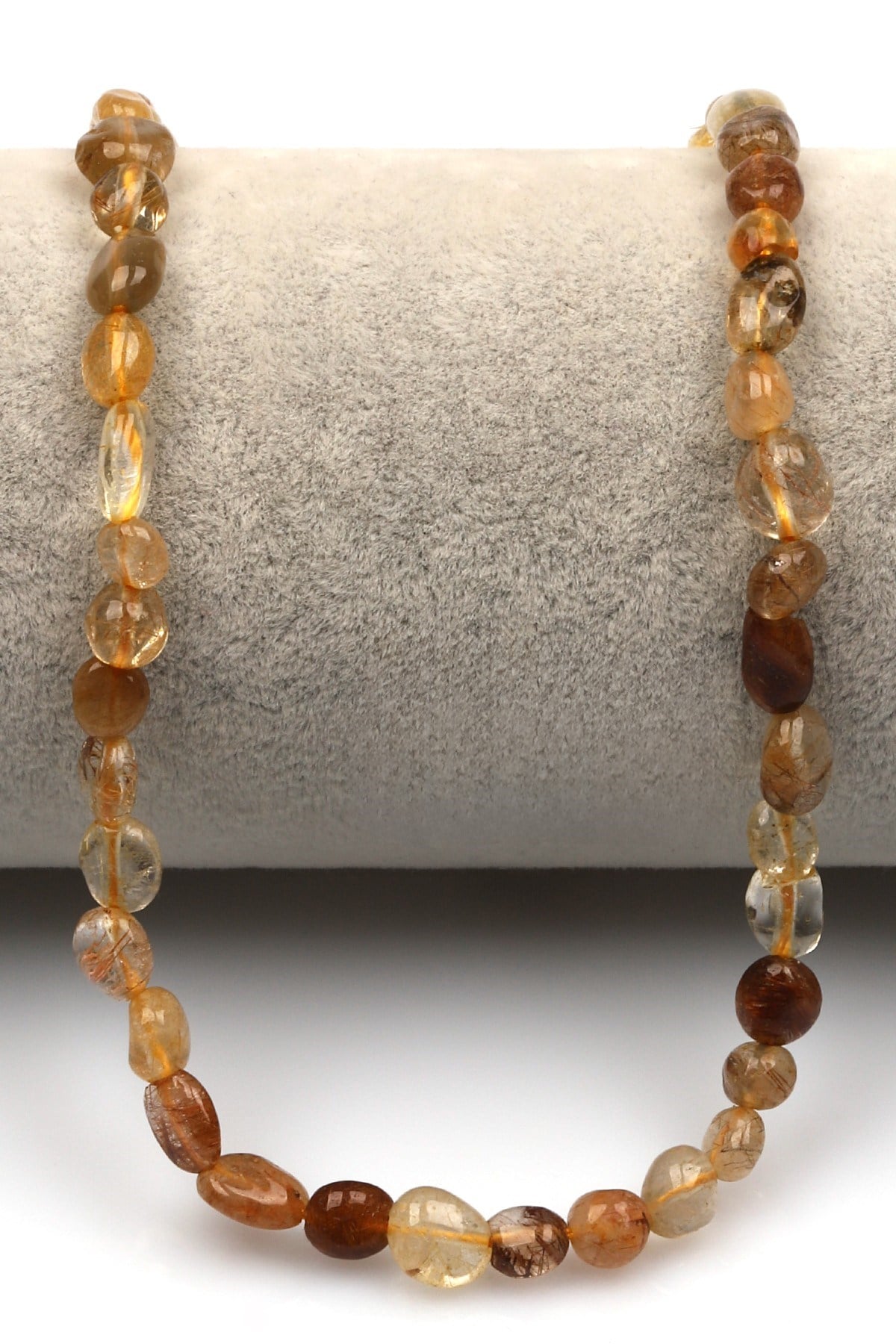 Golden Rutil Kuvars Doğal Taş Dizi 7 x 10 mm Mercimek Kesim - DZ-1264