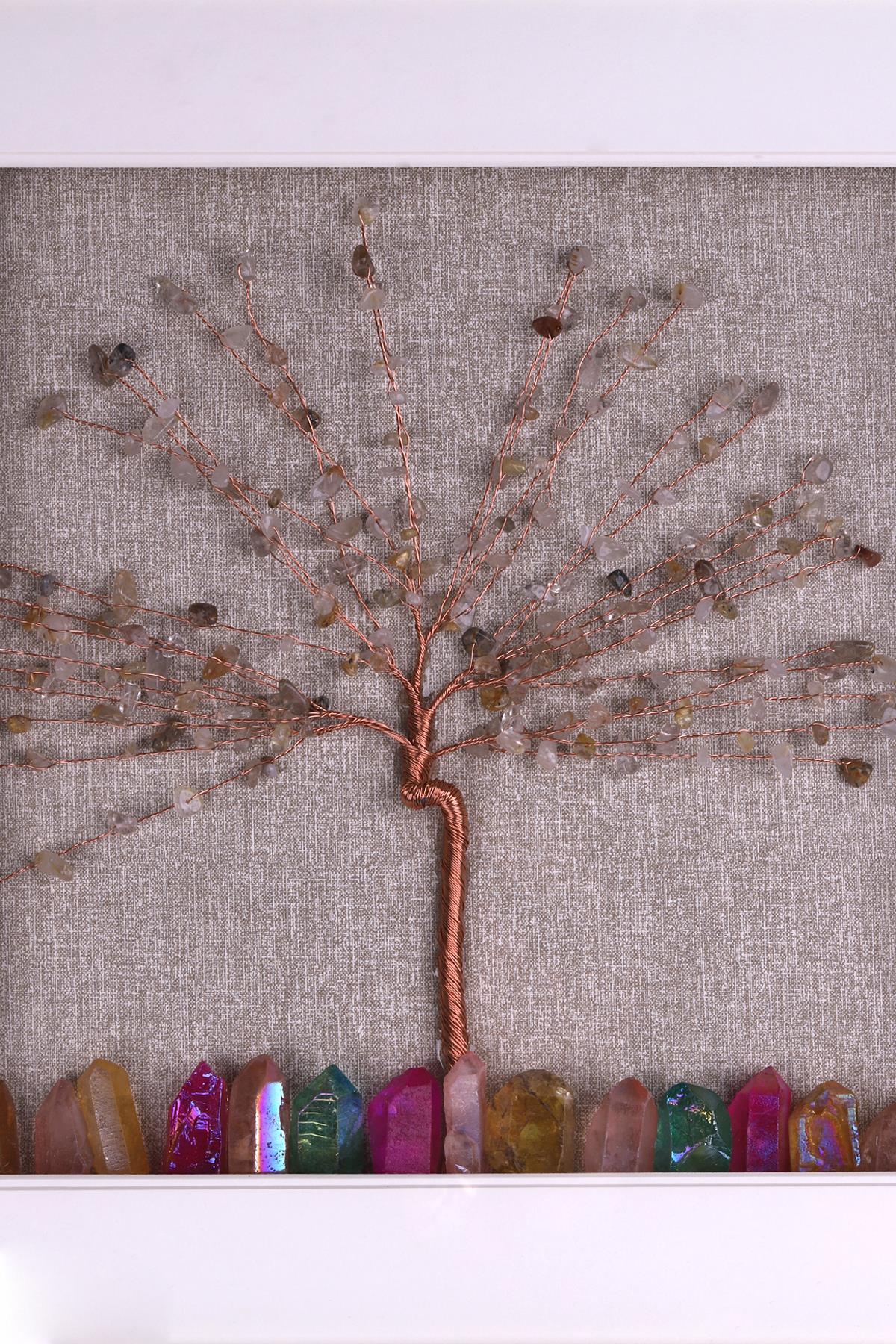 Golden Rutilli Kuvars - Aura Kuvars Doğal Taş Ağaç Tablo