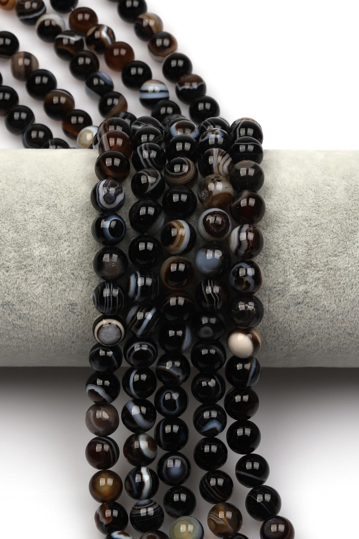 Göz Akik (A Kalite) Doğal Taş Dizi 8 mm Küre Kesim